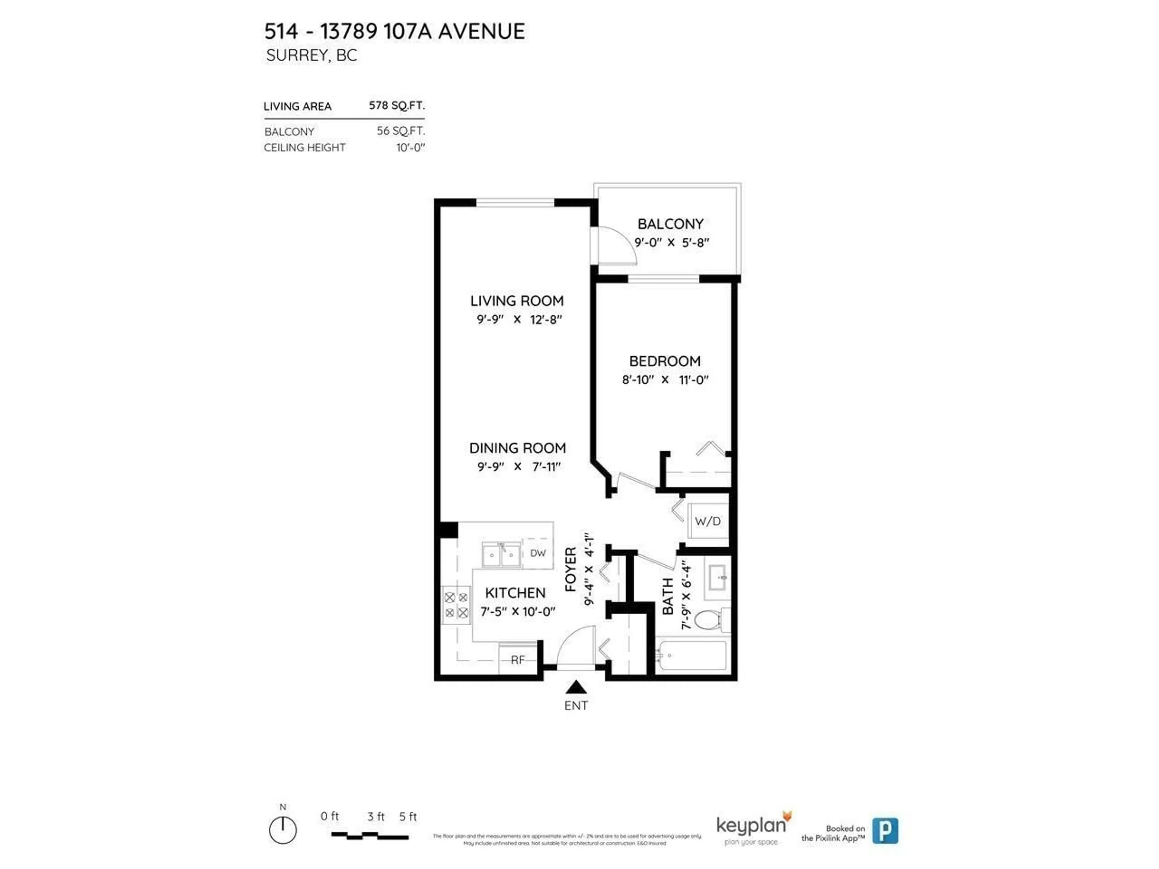 Floor plan for 514 13789 107A AVENUE, Surrey British Columbia V3T0B8