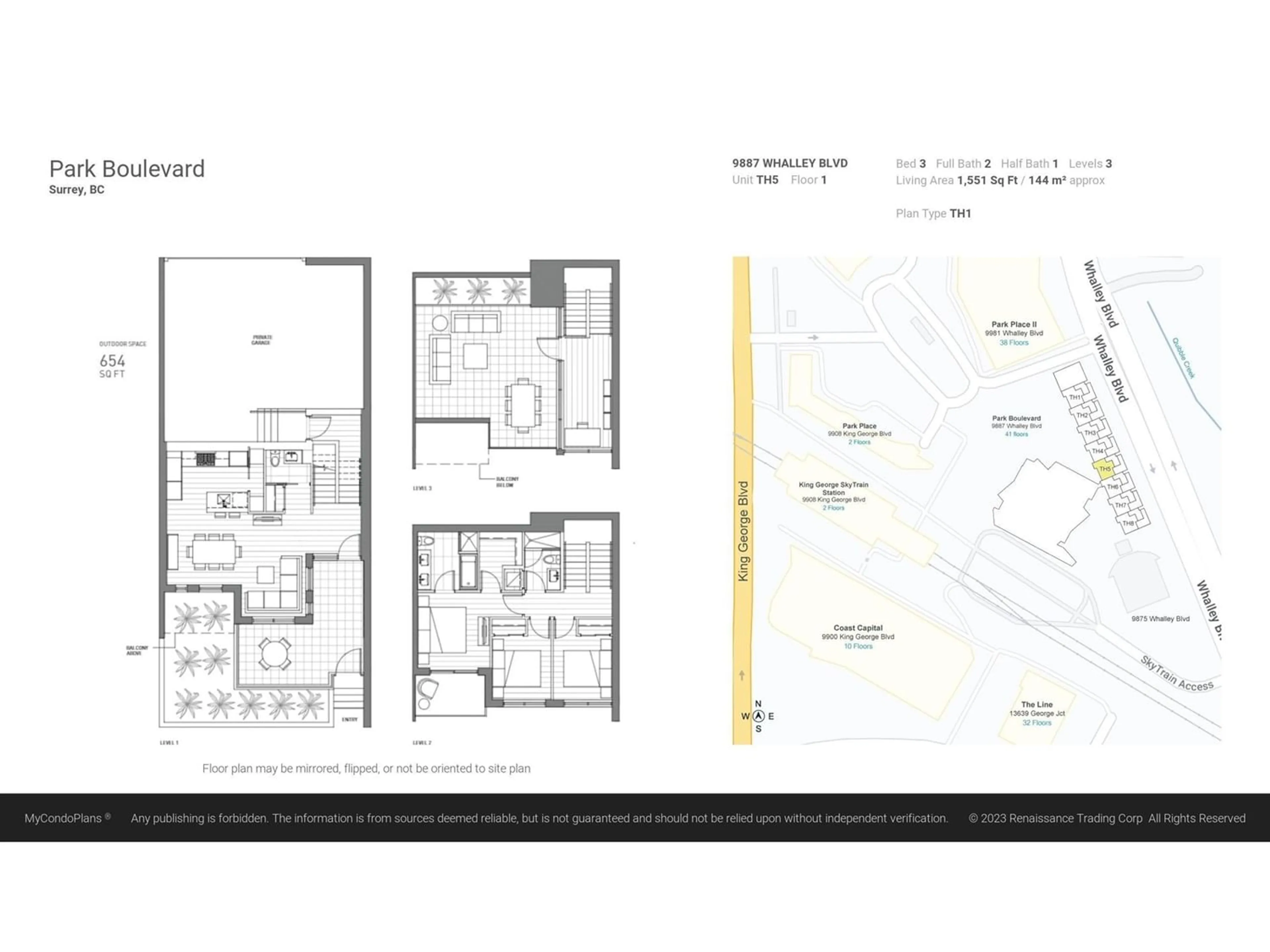 Floor plan for TH5 9887 WHALLEY BOULEVARD, Surrey British Columbia V3T0P4