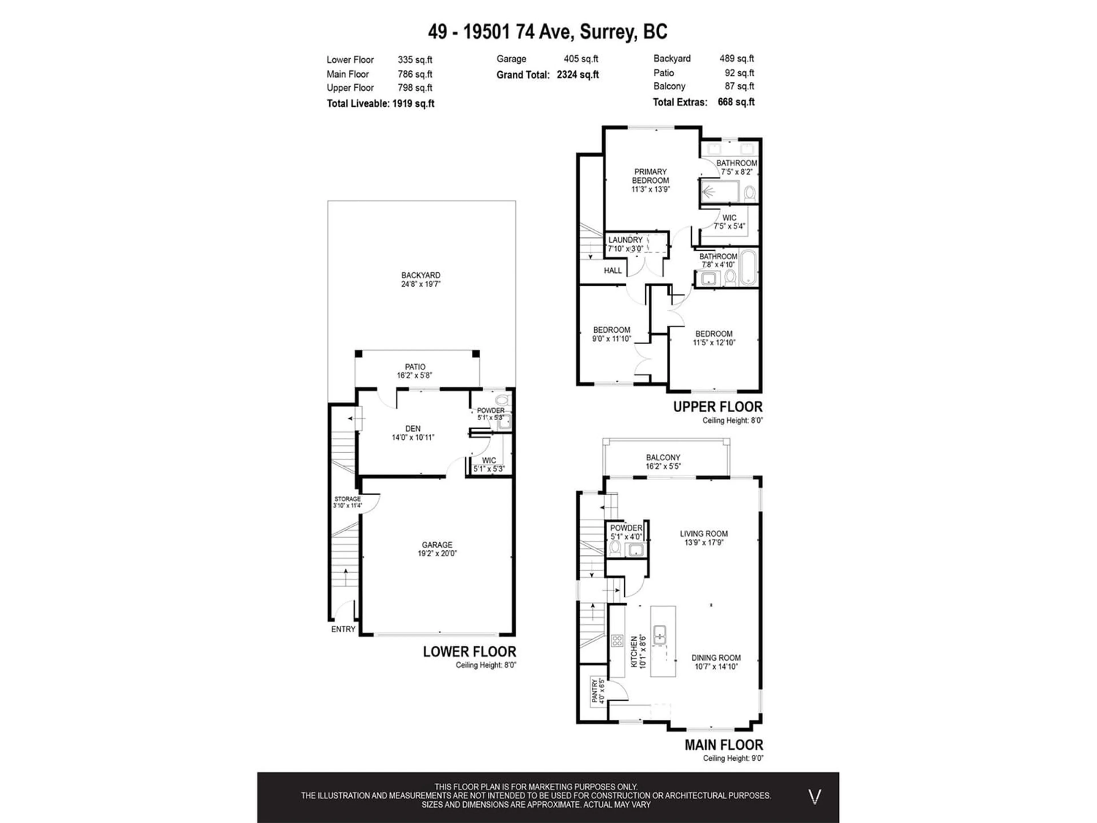 Floor plan for 49 19501 74 AVENUE, Surrey British Columbia V4N6V7