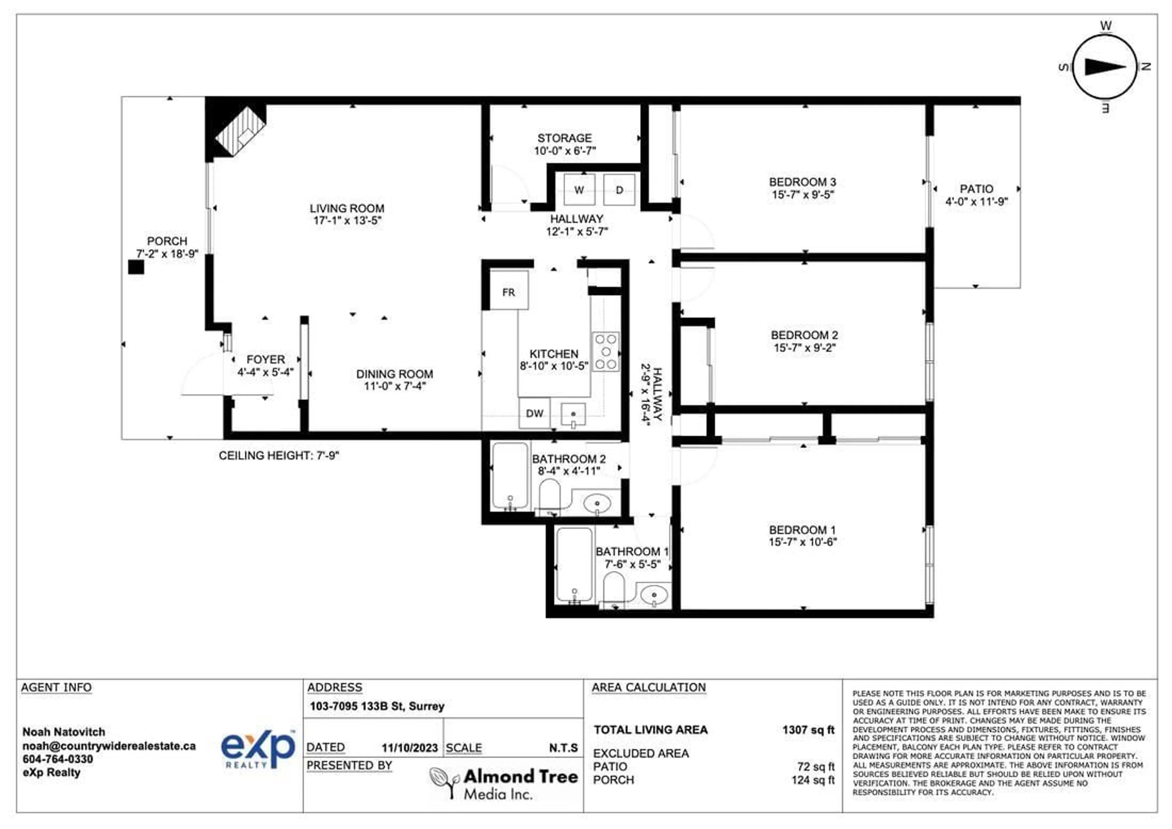 Floor plan for 103 7095 133B STREET, Surrey British Columbia V3W8A3