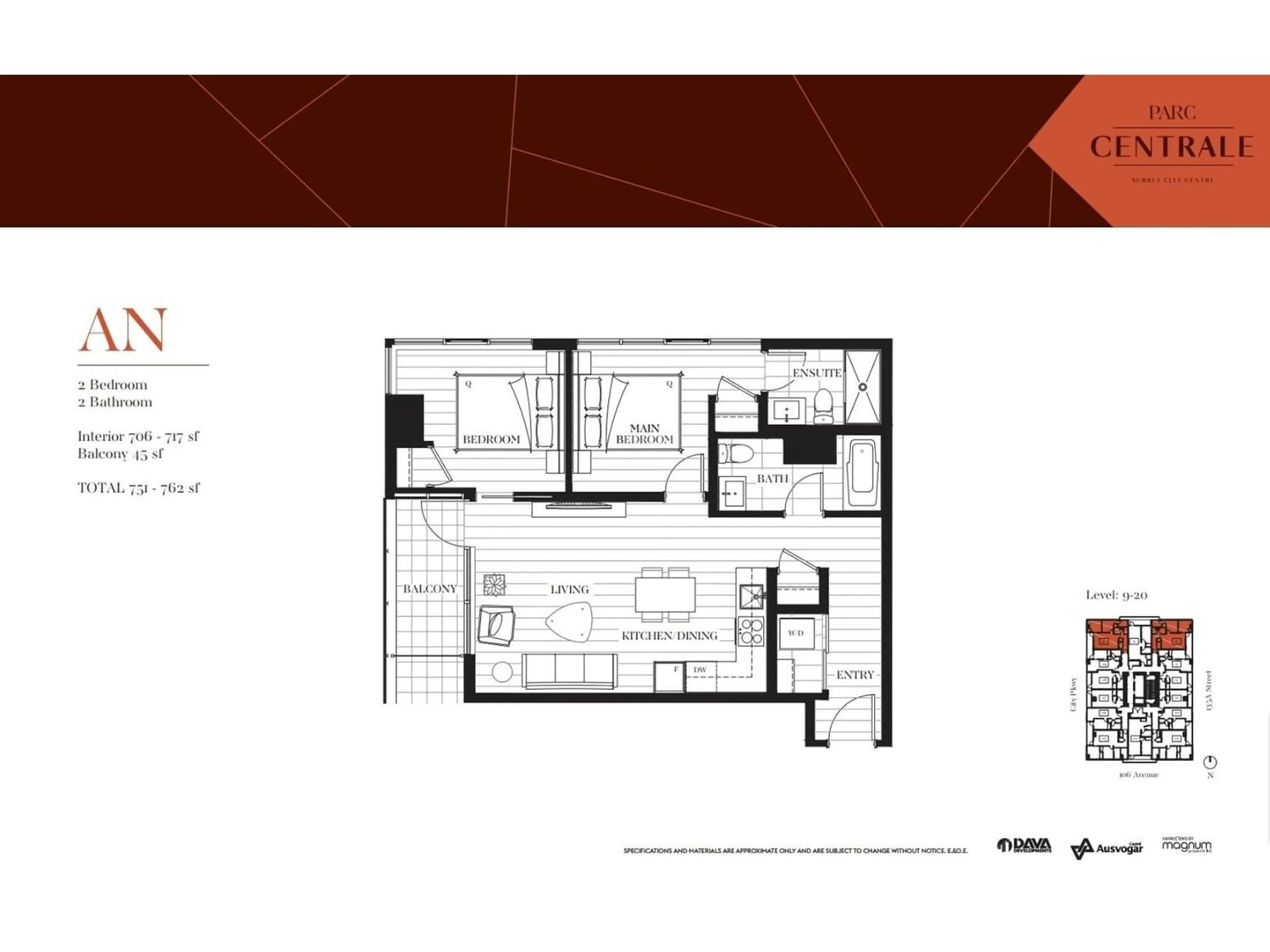 Floor plan for 1412 10626 CITY PARKWAY, Surrey British Columbia V3T0S3
