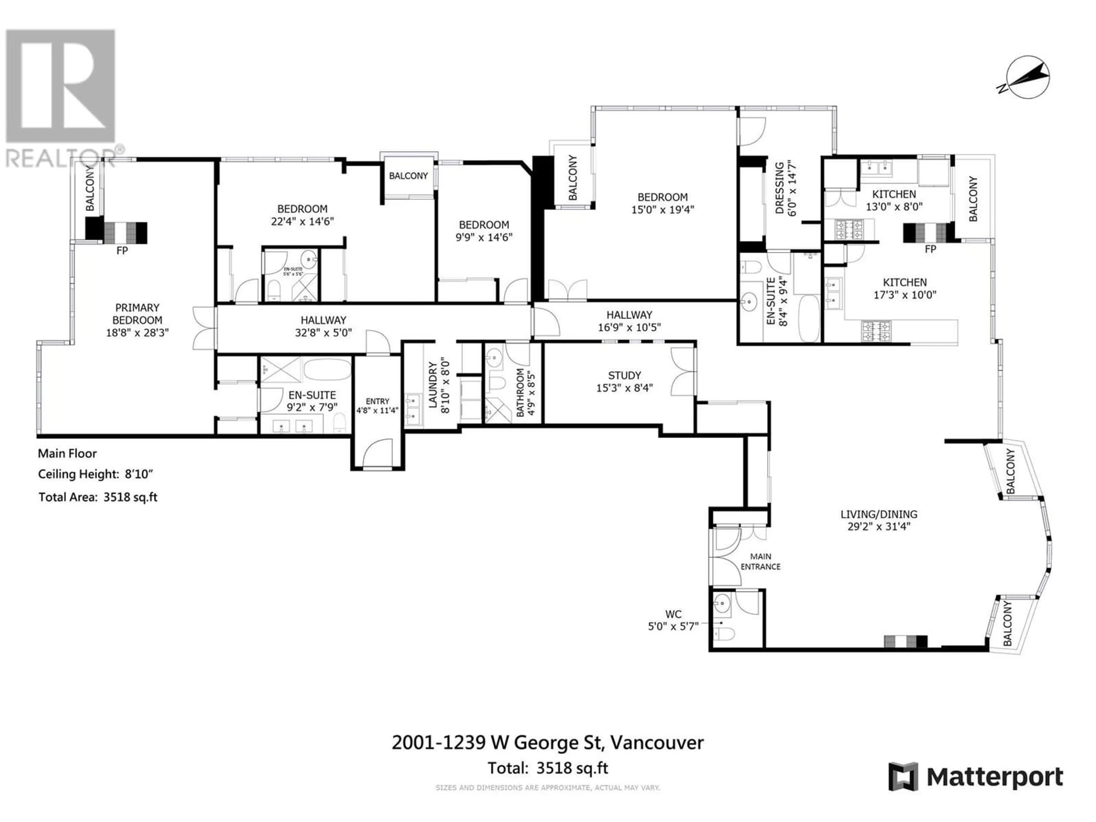 Floor plan for 2001 1239 W GEORGIA STREET, Vancouver British Columbia V6E4R8