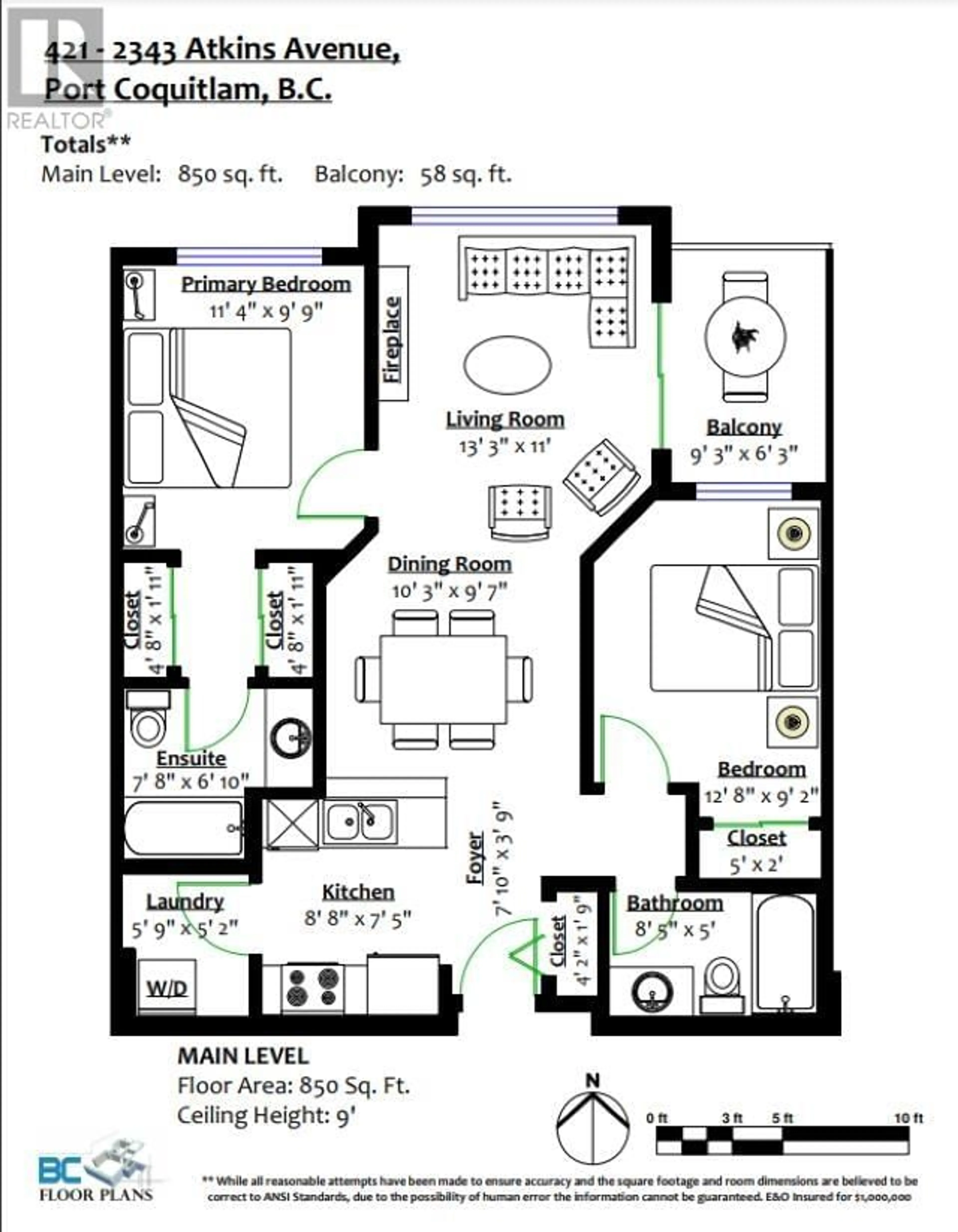 Floor plan for 421 2343 ATKINS AVENUE, Port Coquitlam British Columbia V3C1Y7