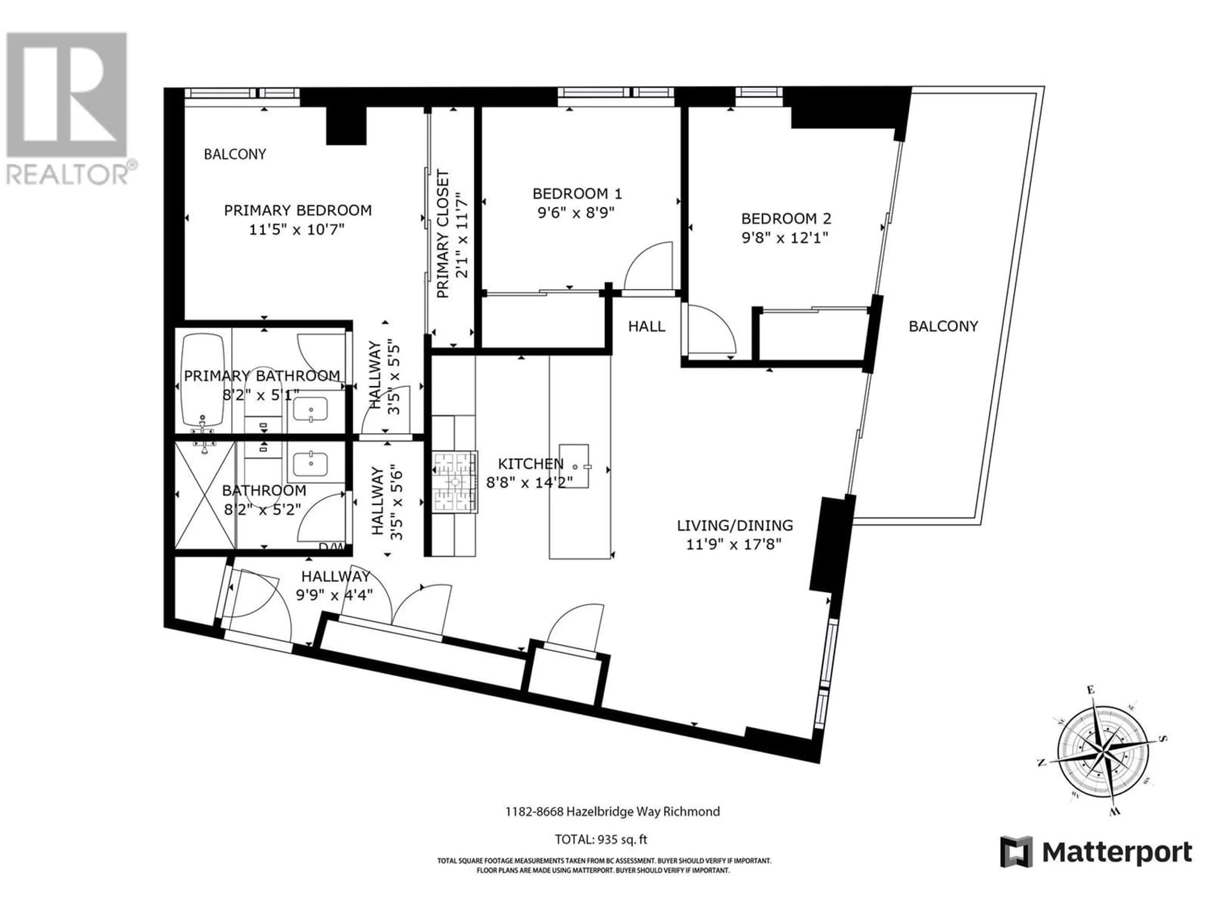 Floor plan for 1182 8608 HAZELBRIDGE WAY, Richmond British Columbia V6X0W2