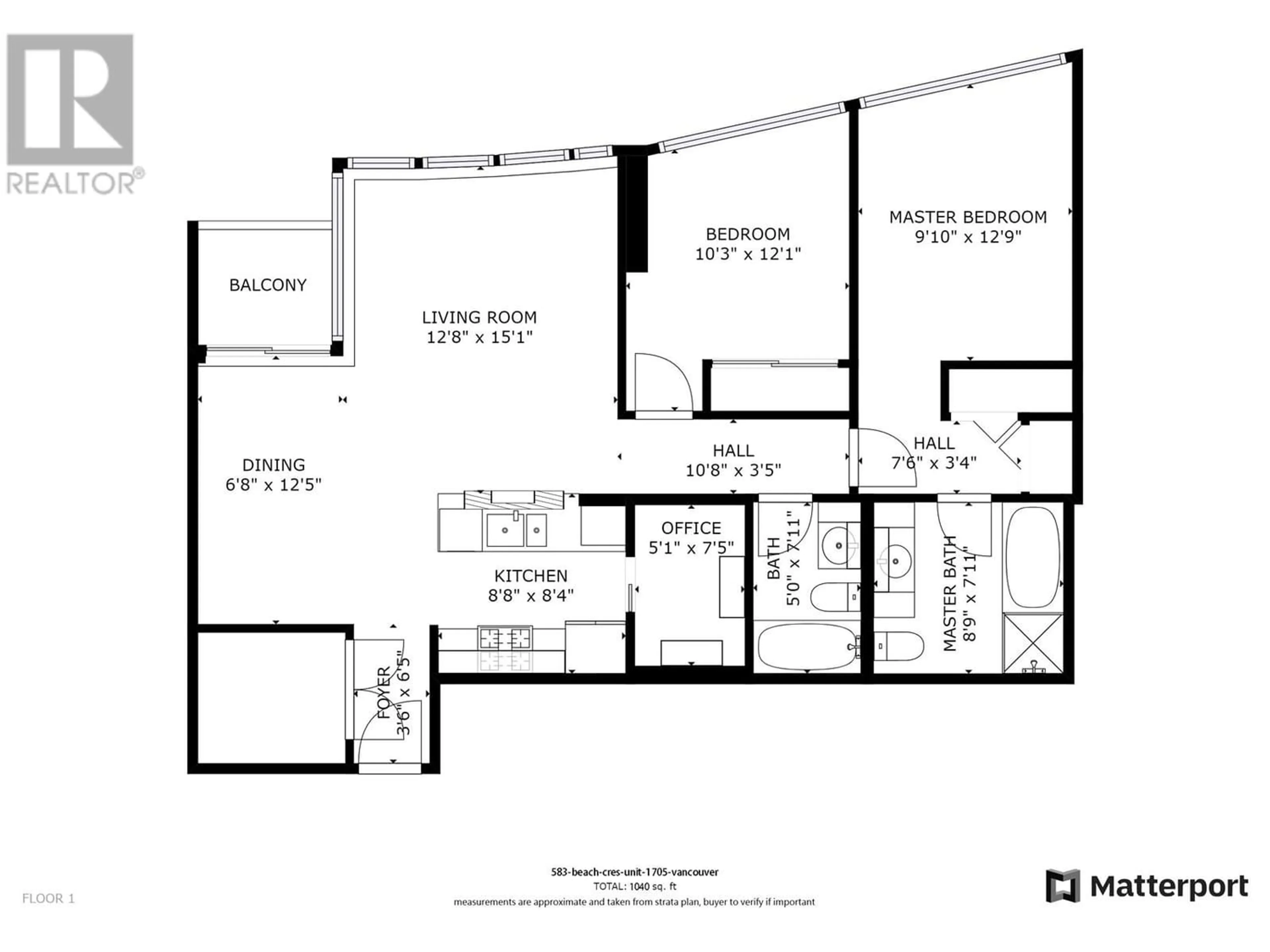 Floor plan for 1705 583 BEACH CRESCENT, Vancouver British Columbia V6Z3E6
