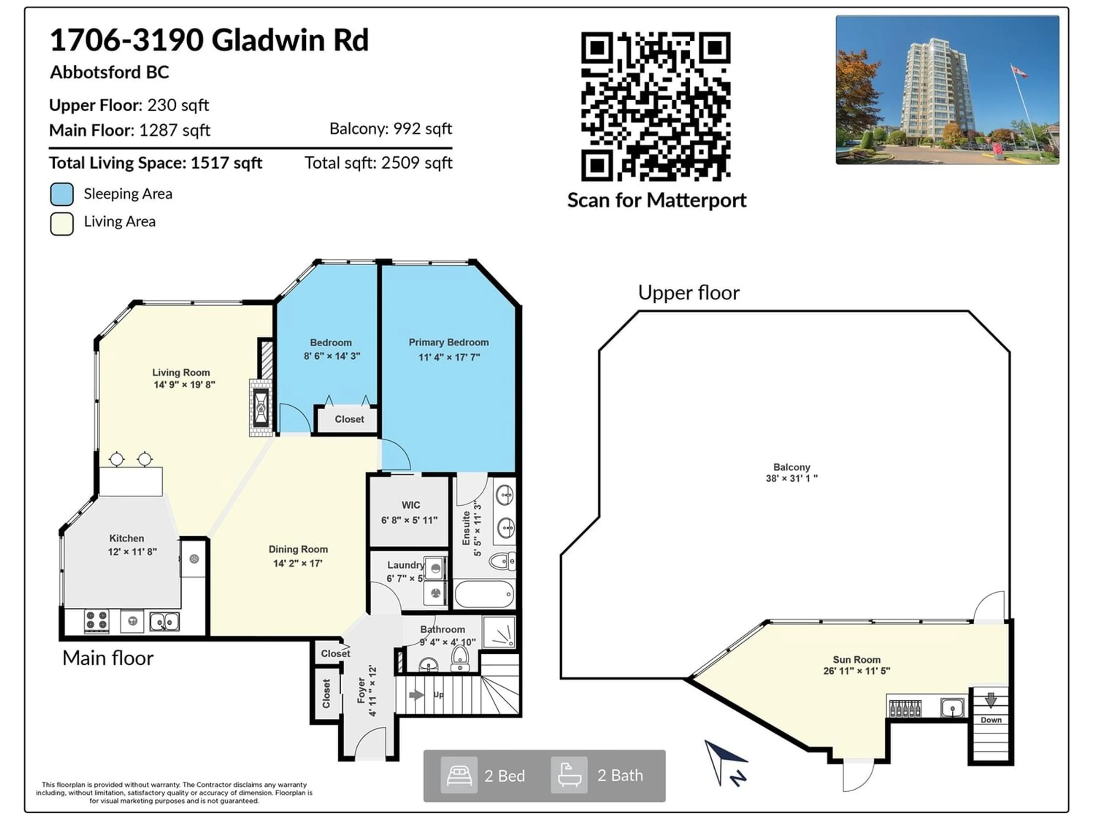 Floor plan for 1706 3190 GLADWIN ROAD, Abbotsford British Columbia V2T5T2