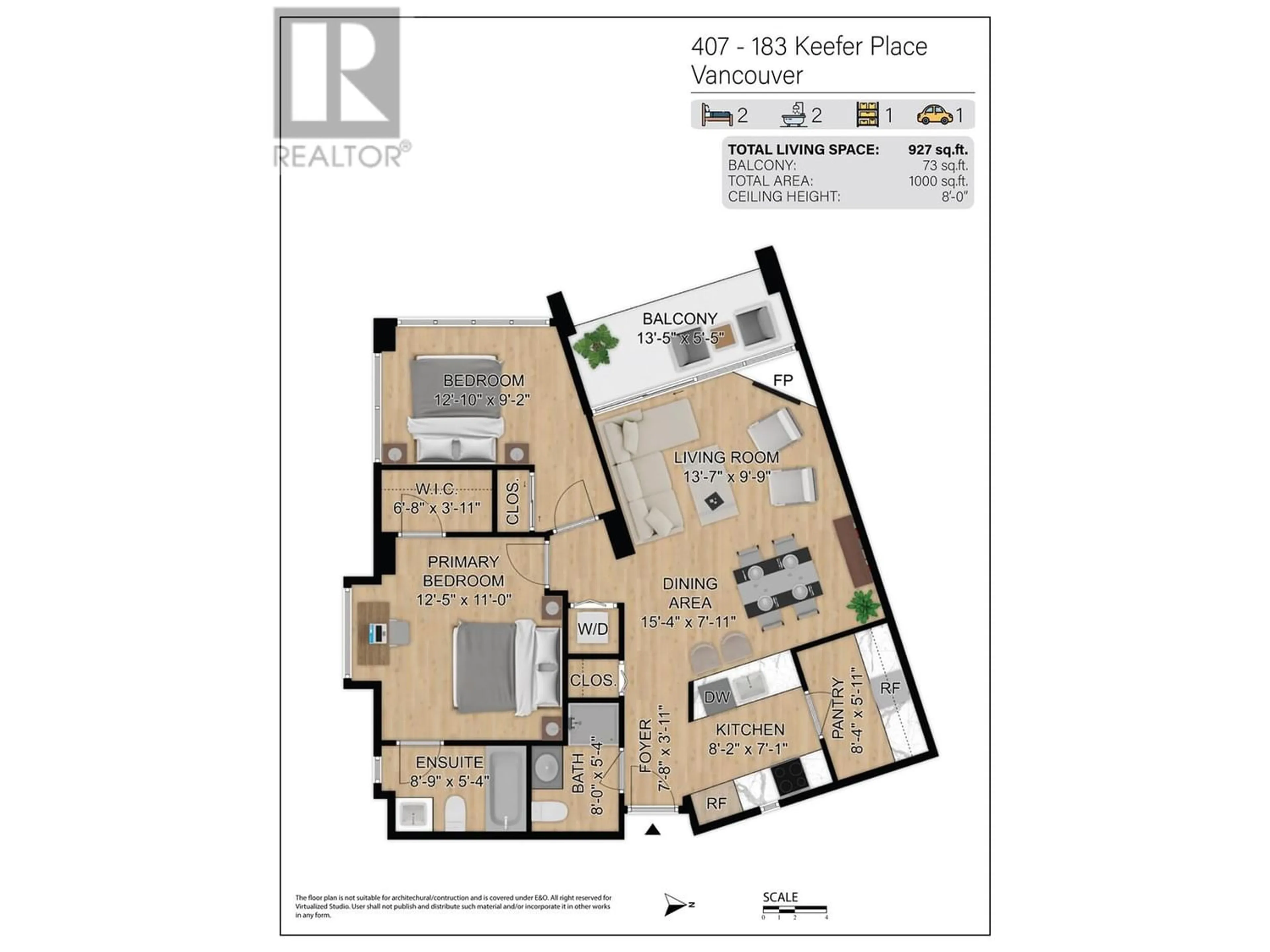 Floor plan for 407 183 KEEFER PLACE, Vancouver British Columbia V6B6B9