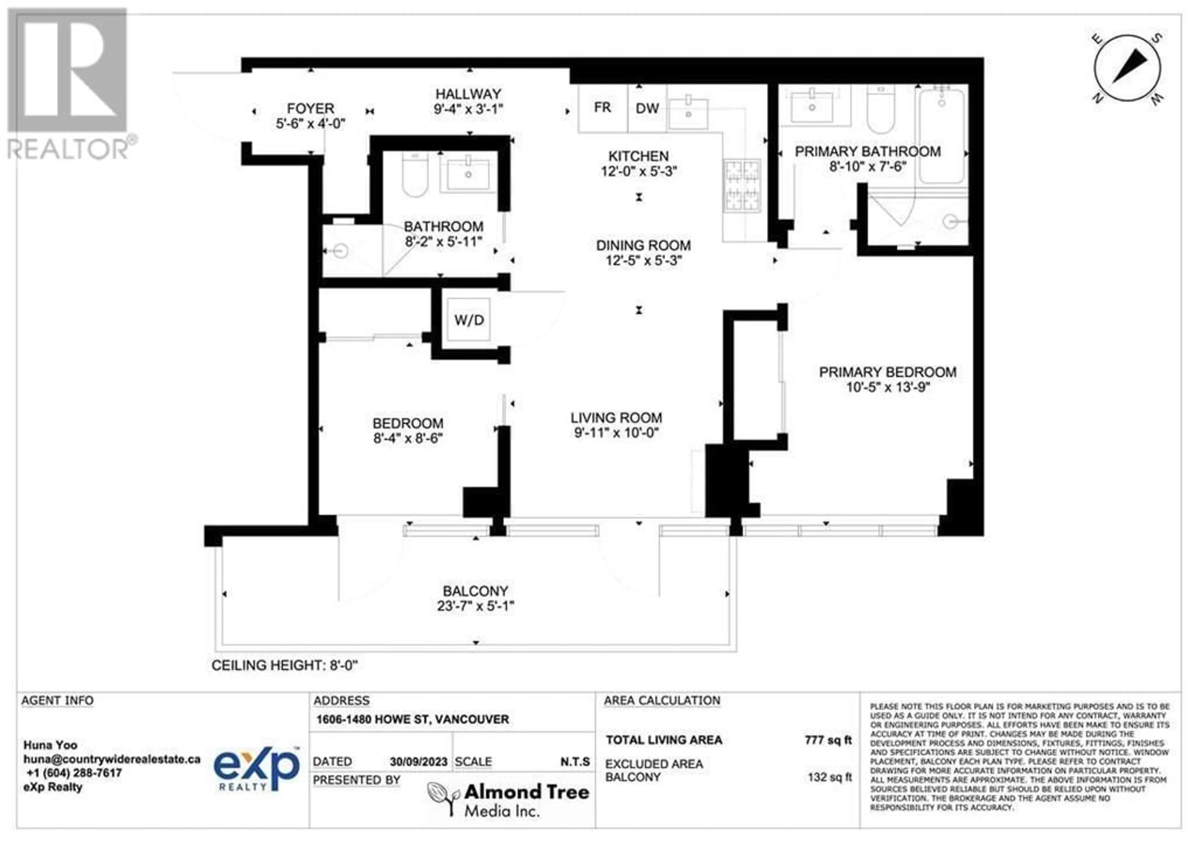 Floor plan for 1606 1480 HOWE STREET, Vancouver British Columbia V6Z0G5