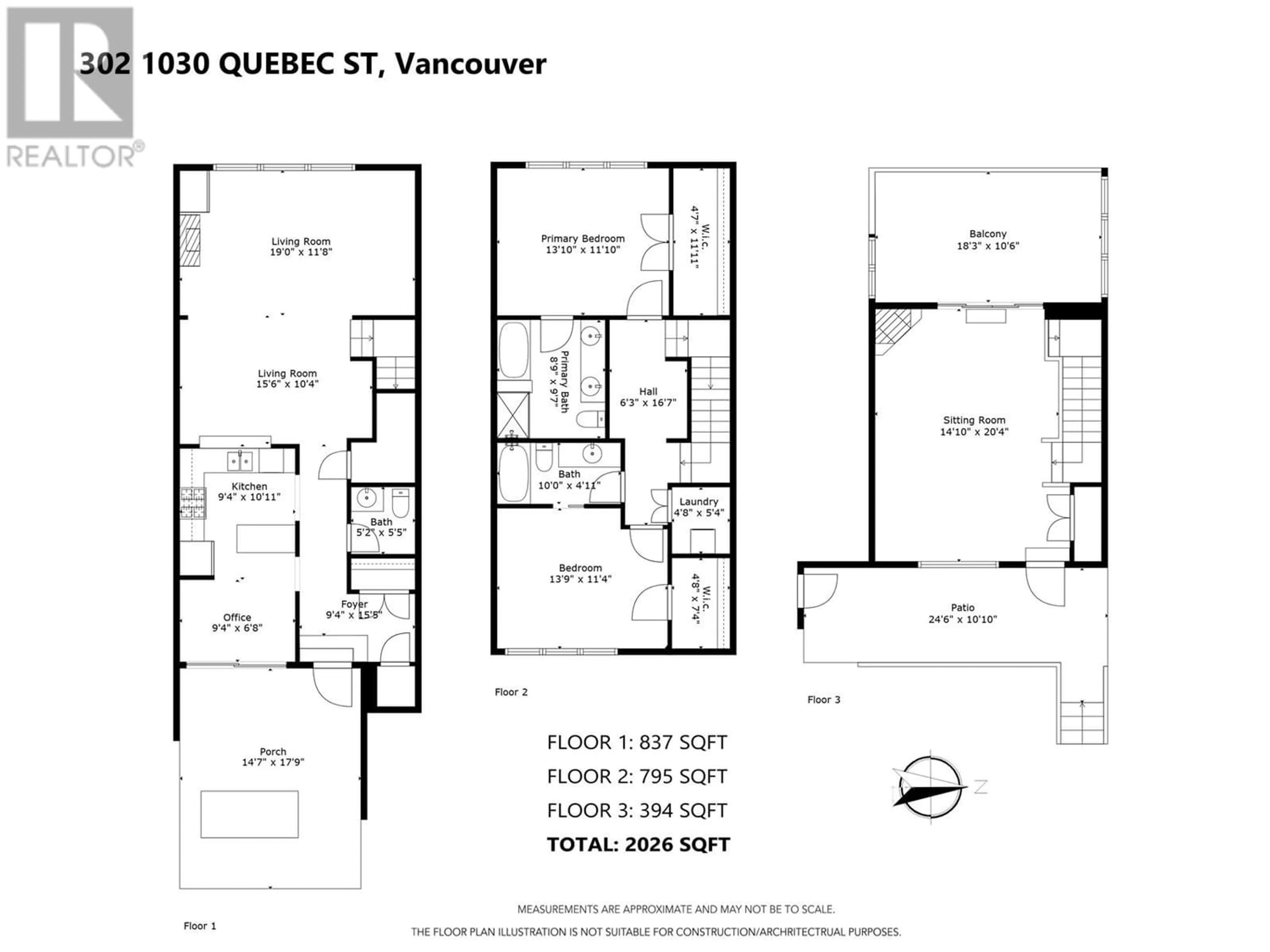 Floor plan for 302 1030 QUEBEC STREET, Vancouver British Columbia V6A4K8