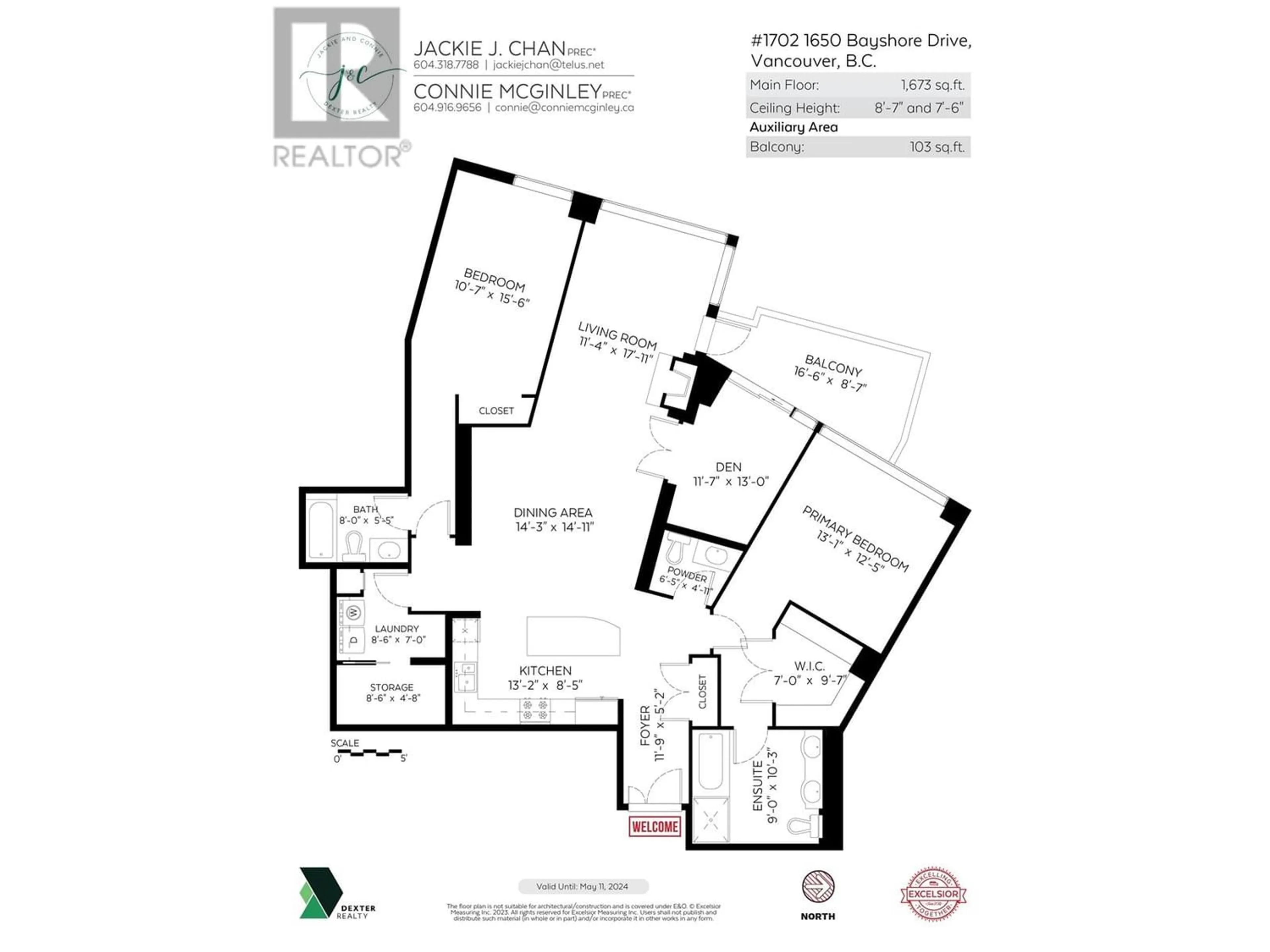 Floor plan for 1702 1650 BAYSHORE DRIVE, Vancouver British Columbia V6G3K2