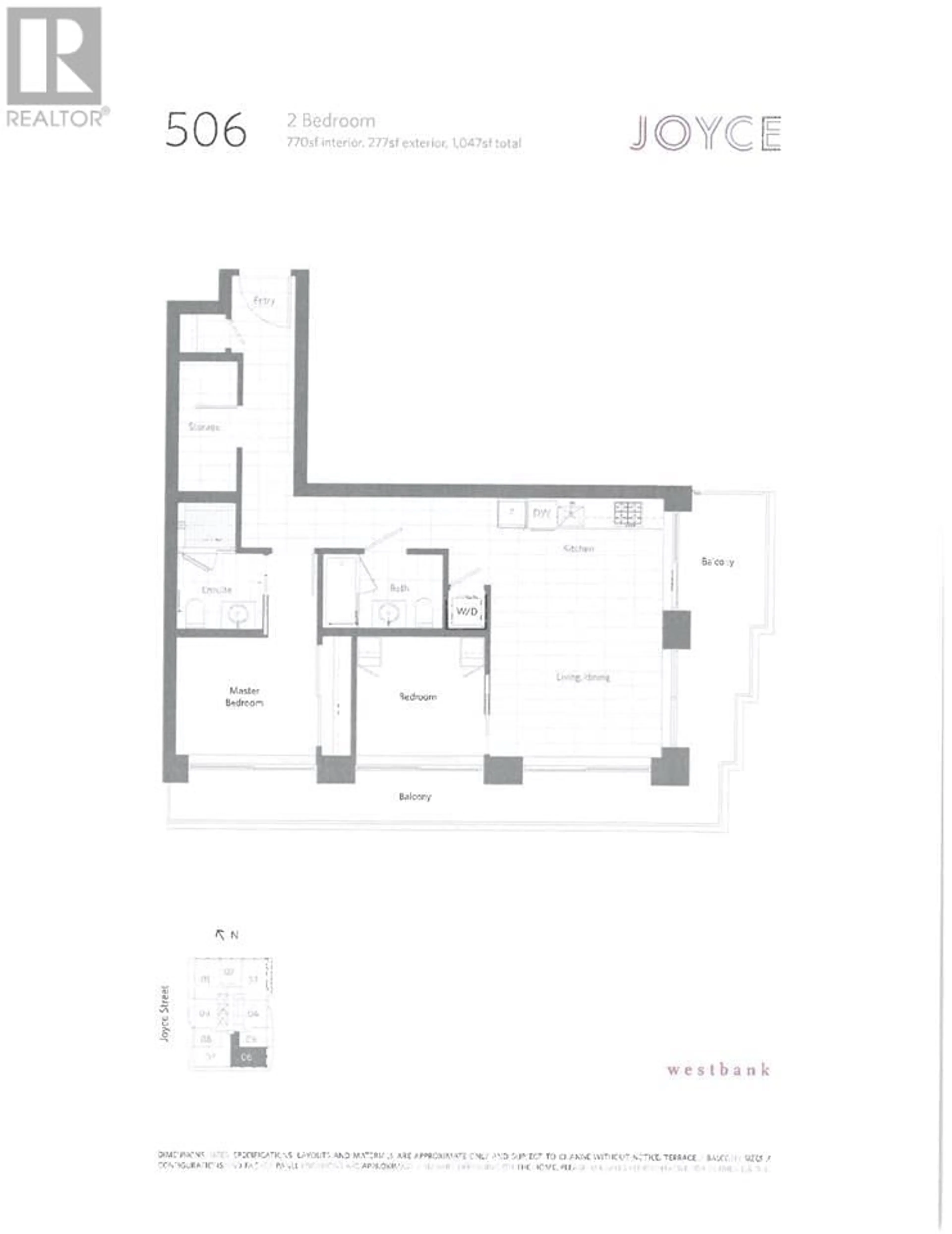 Floor plan for 506 5058 JOYCE STREET, Vancouver British Columbia V5R0J9