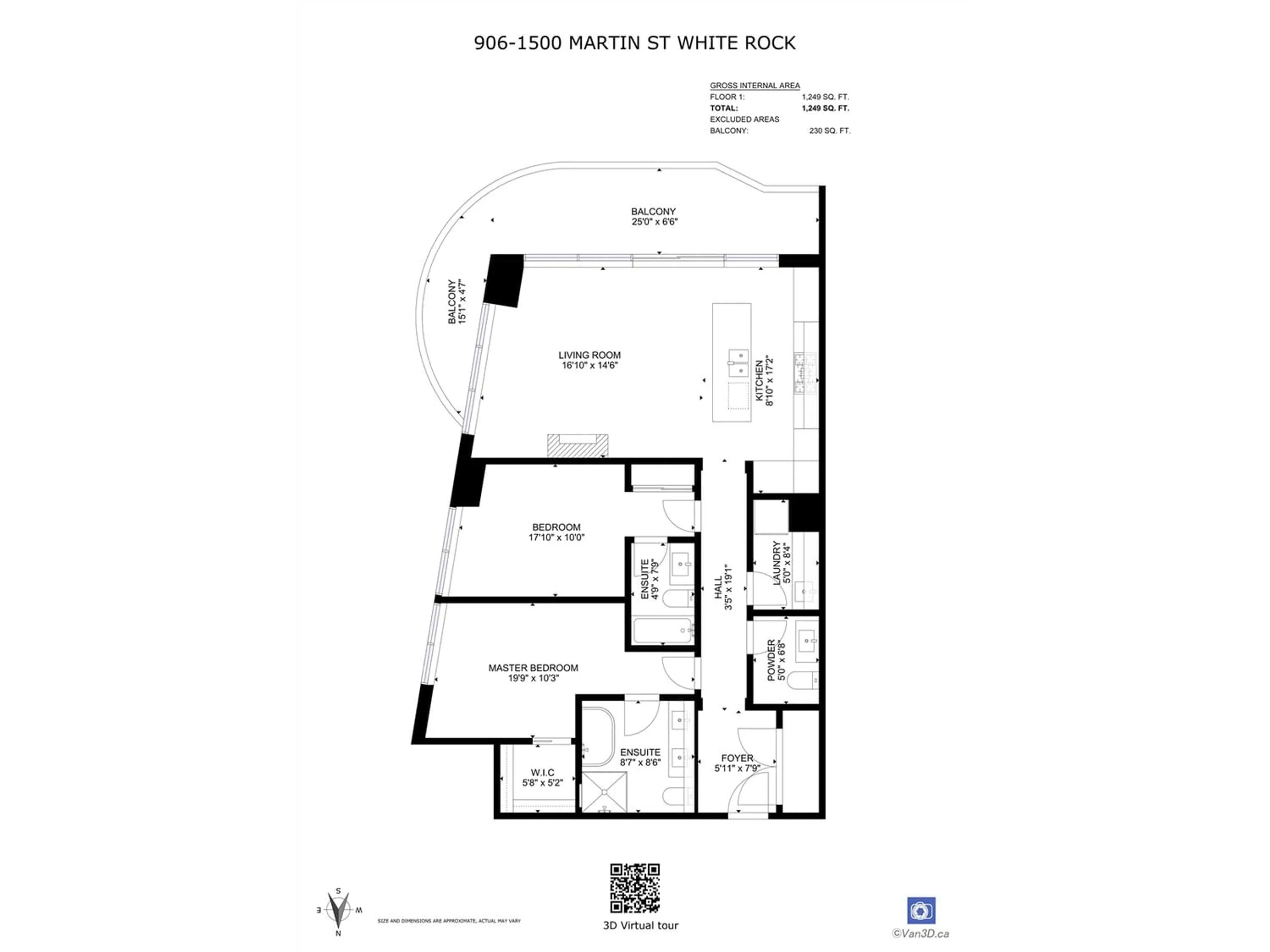 Floor plan for 906 1500 MARTIN STREET, White Rock British Columbia V4B0C2