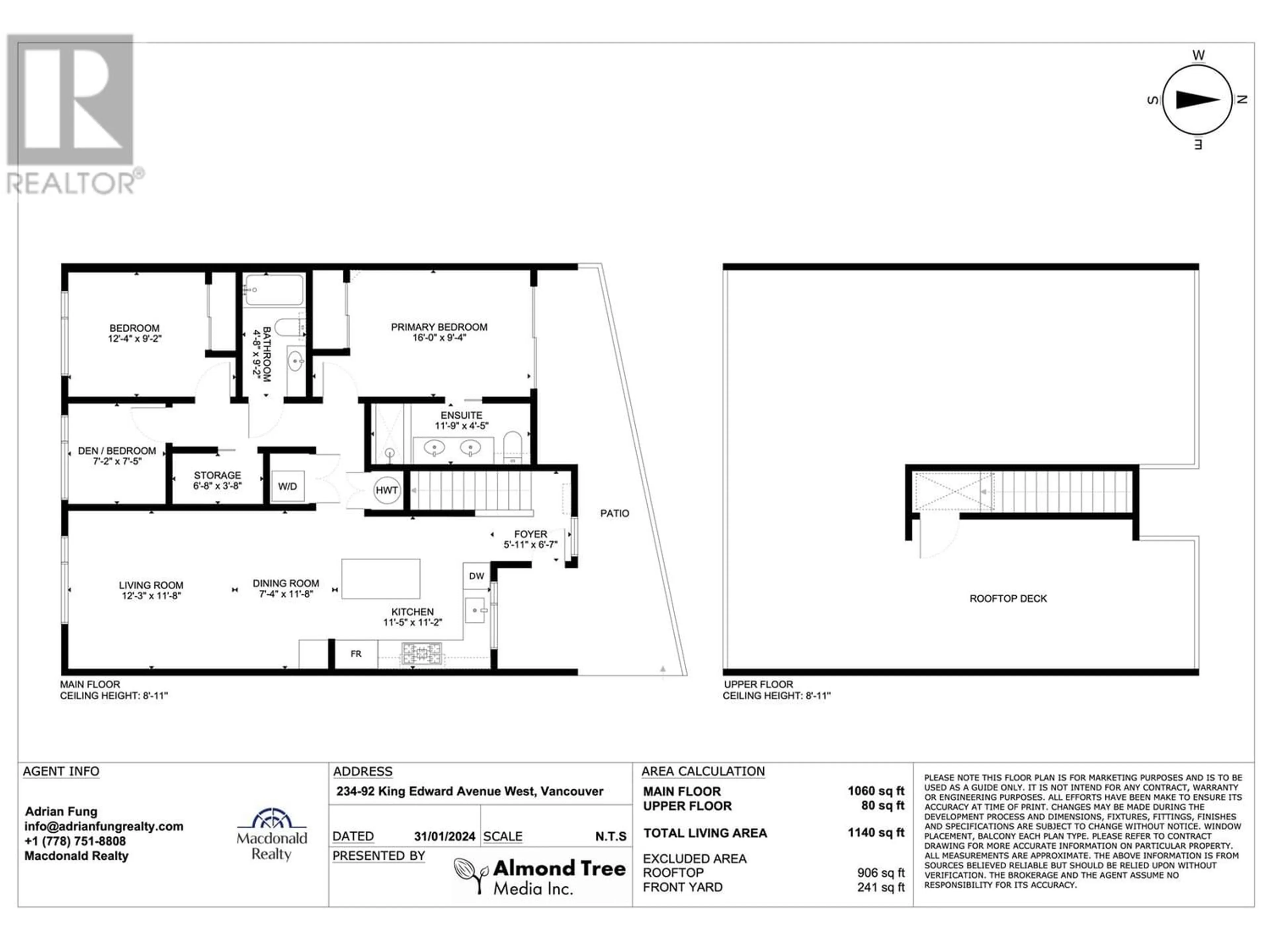 Floor plan for 234 92 W KING EDWARD AVENUE, Vancouver British Columbia V5Y0N6