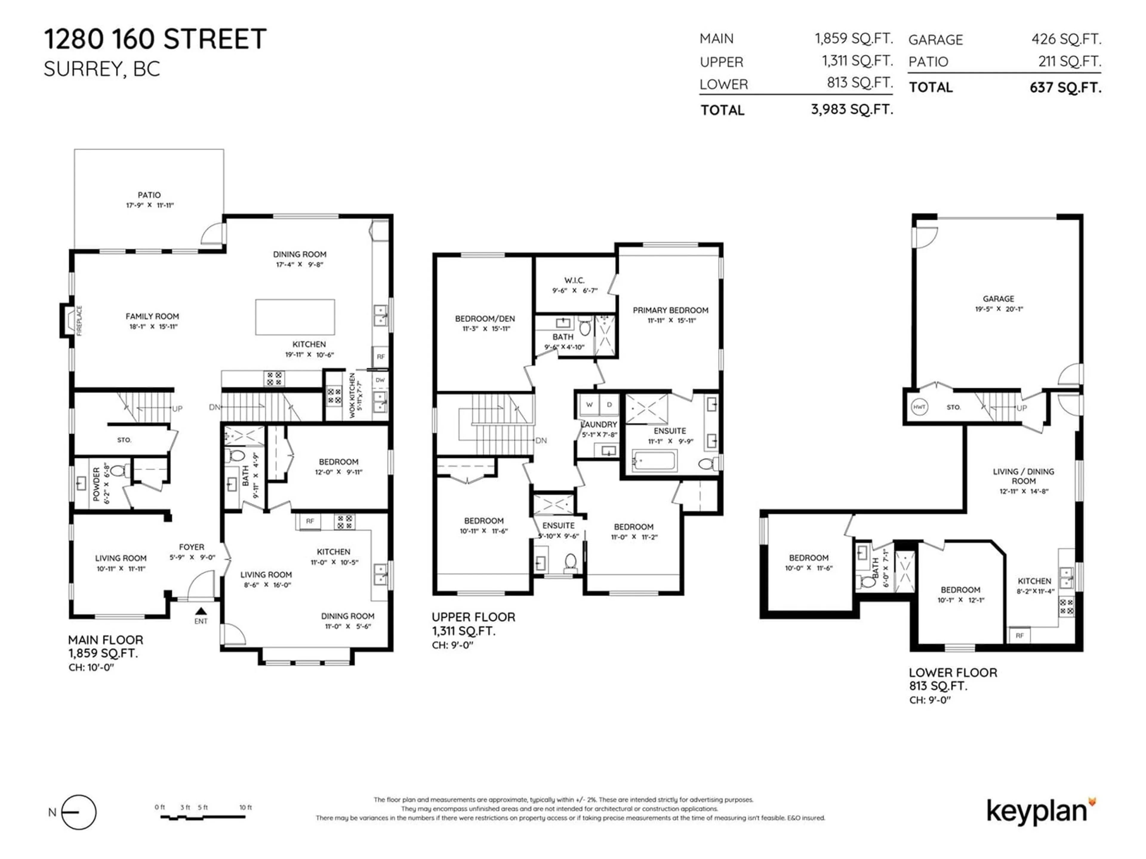 Floor plan for 1280 160 STREET, Surrey British Columbia V4N3G3
