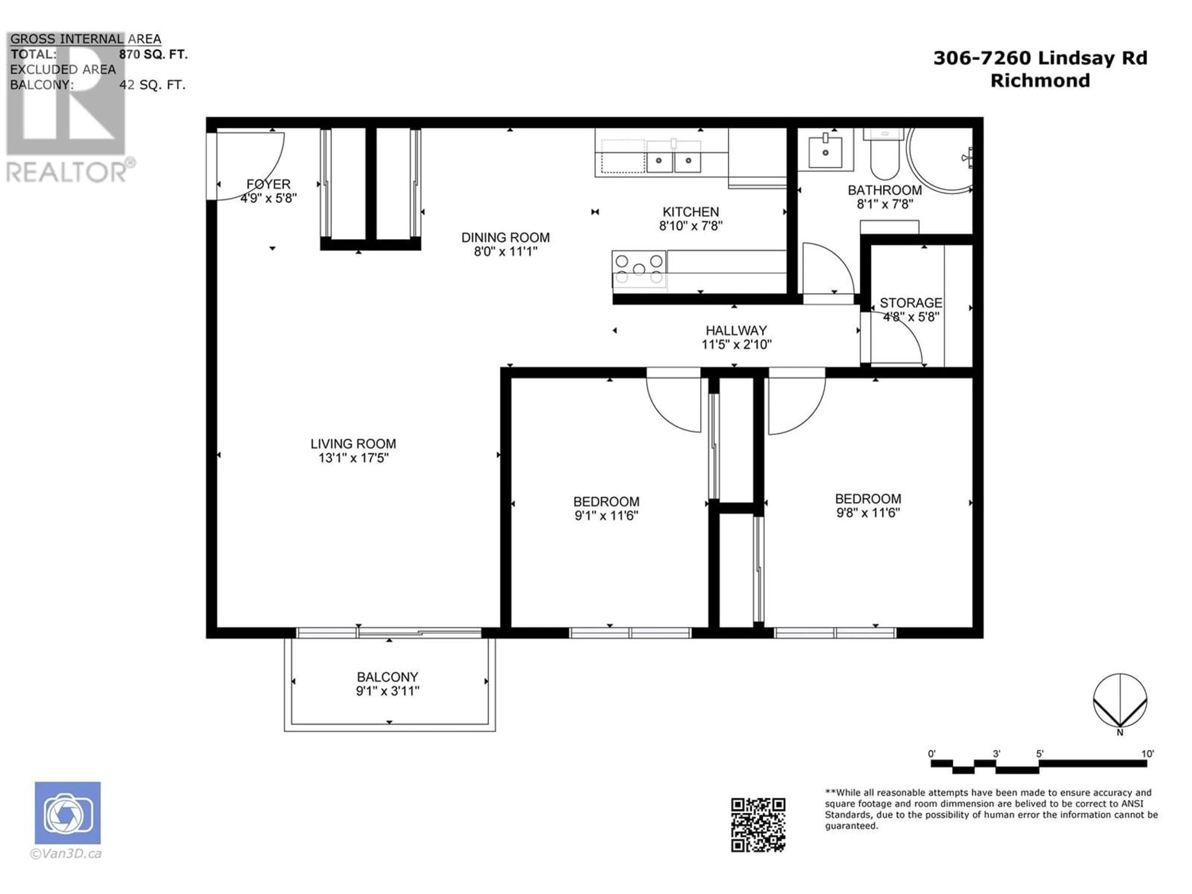 Floor plan for 306 7260 LINDSAY ROAD, Richmond British Columbia V7C3M6