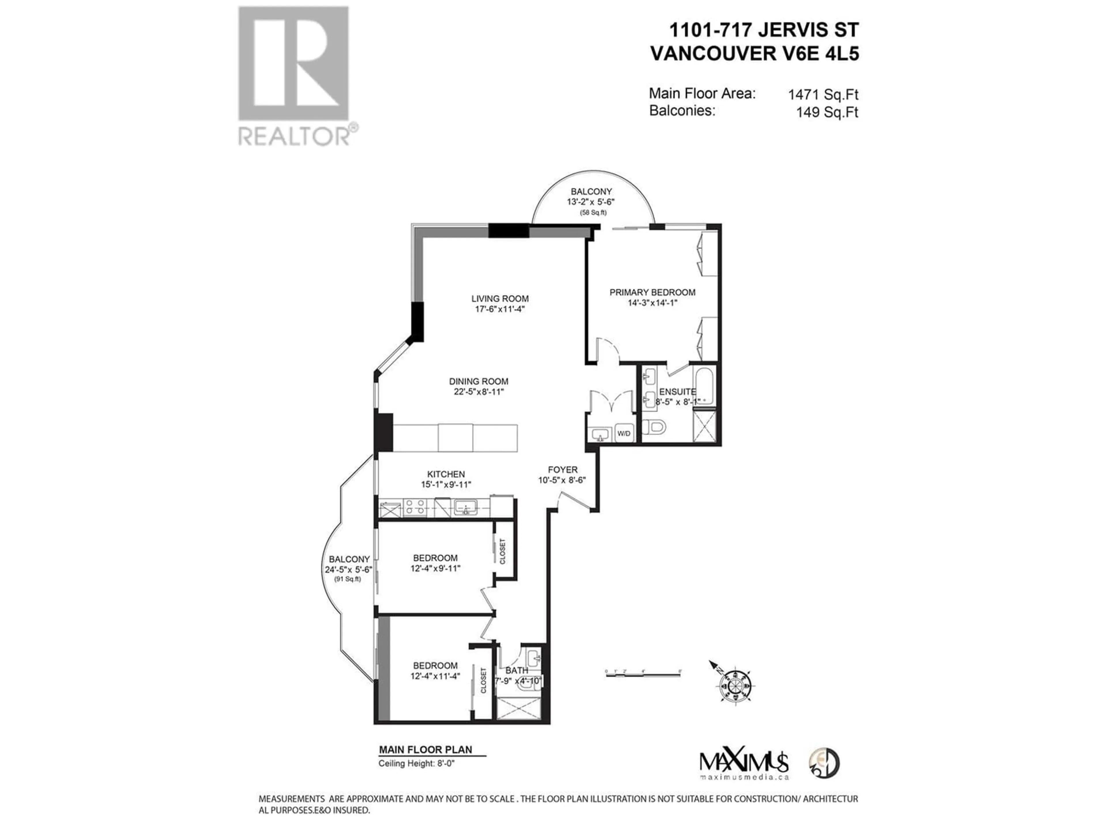 Floor plan for 1101 717 JERVIS STREET, Vancouver British Columbia V6E4L5