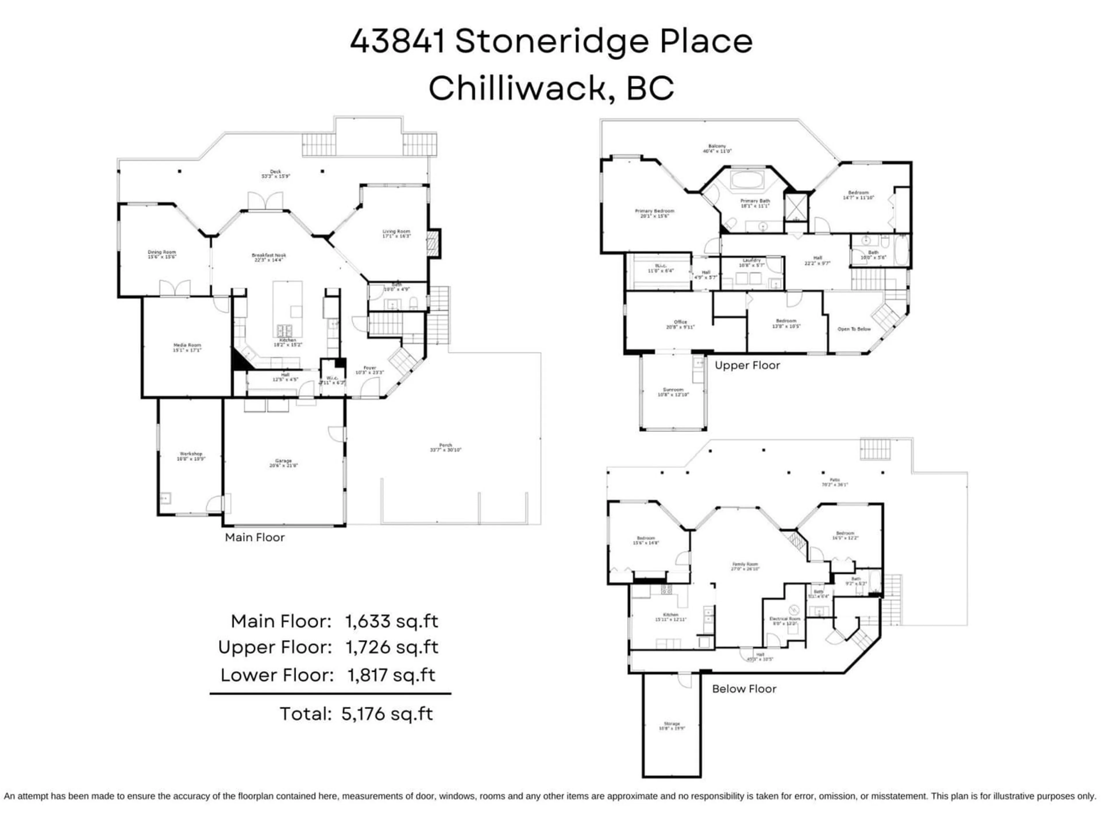 Floor plan for 43841 STONERIDGE PLACE, Chilliwack British Columbia V2R5V2