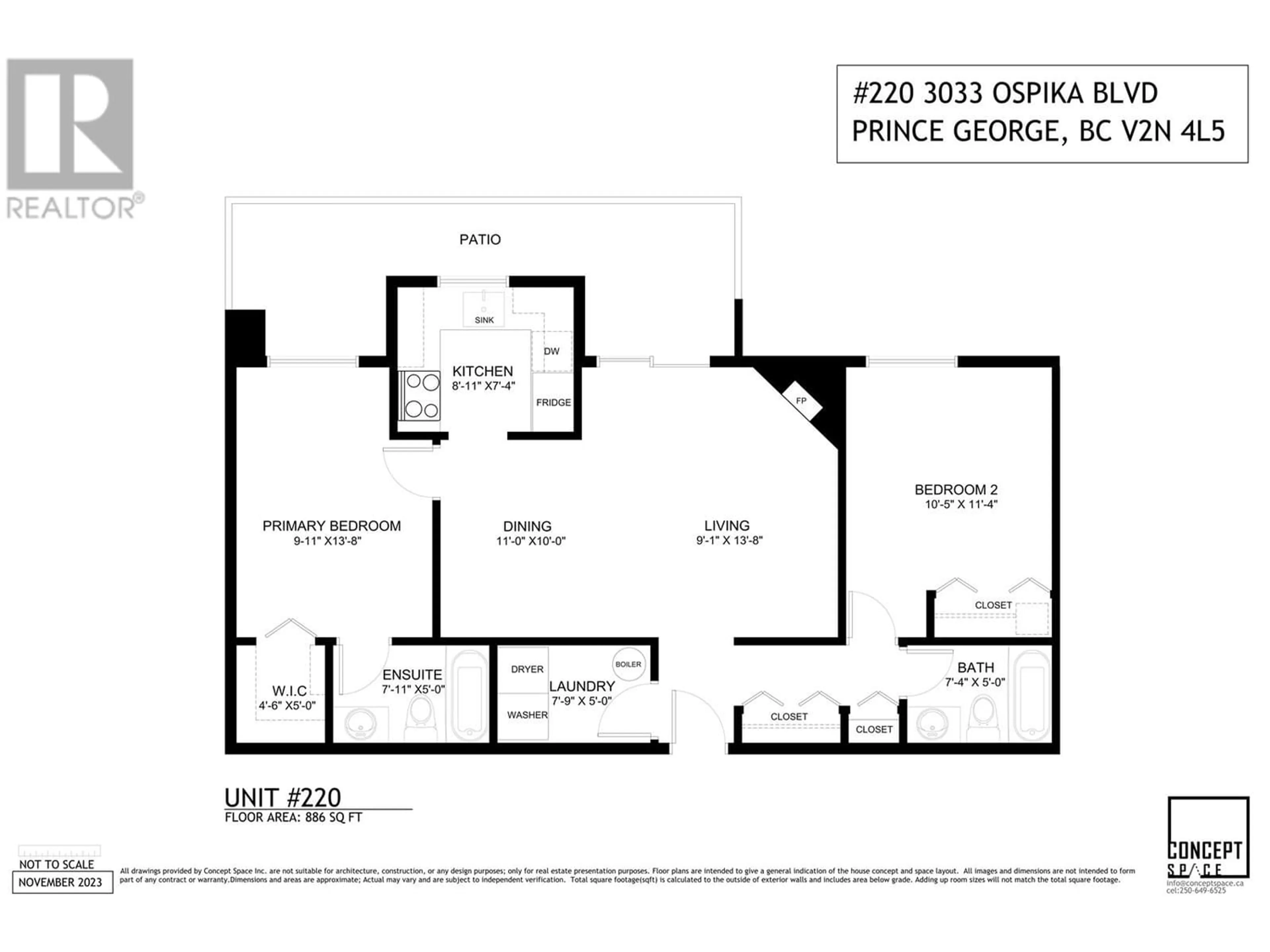 Floor plan for 220 3033 OSPIKA BOULEVARD, Prince George British Columbia V2N4L5