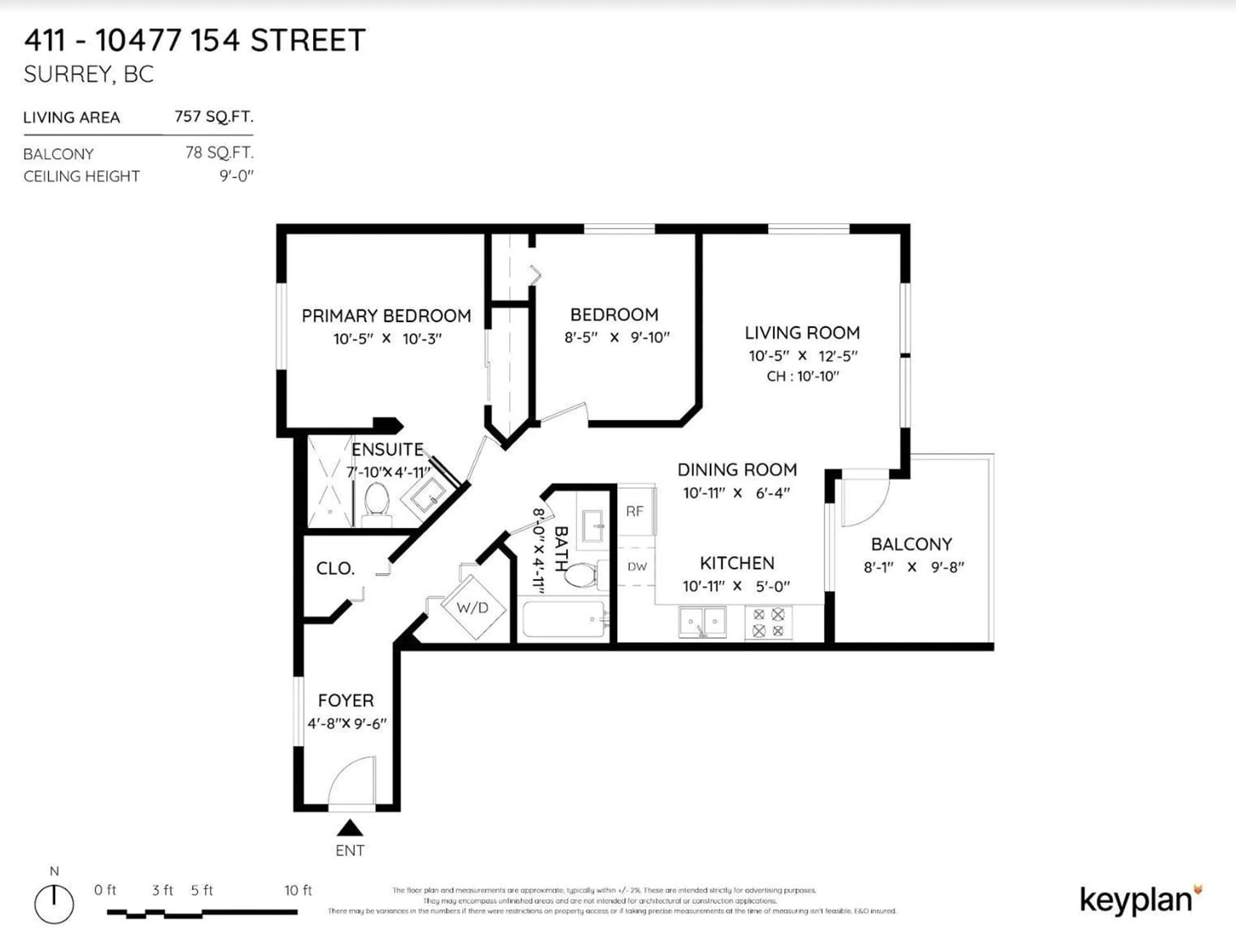 Floor plan for 411 10477 154 STREET, Surrey British Columbia V3R0C6