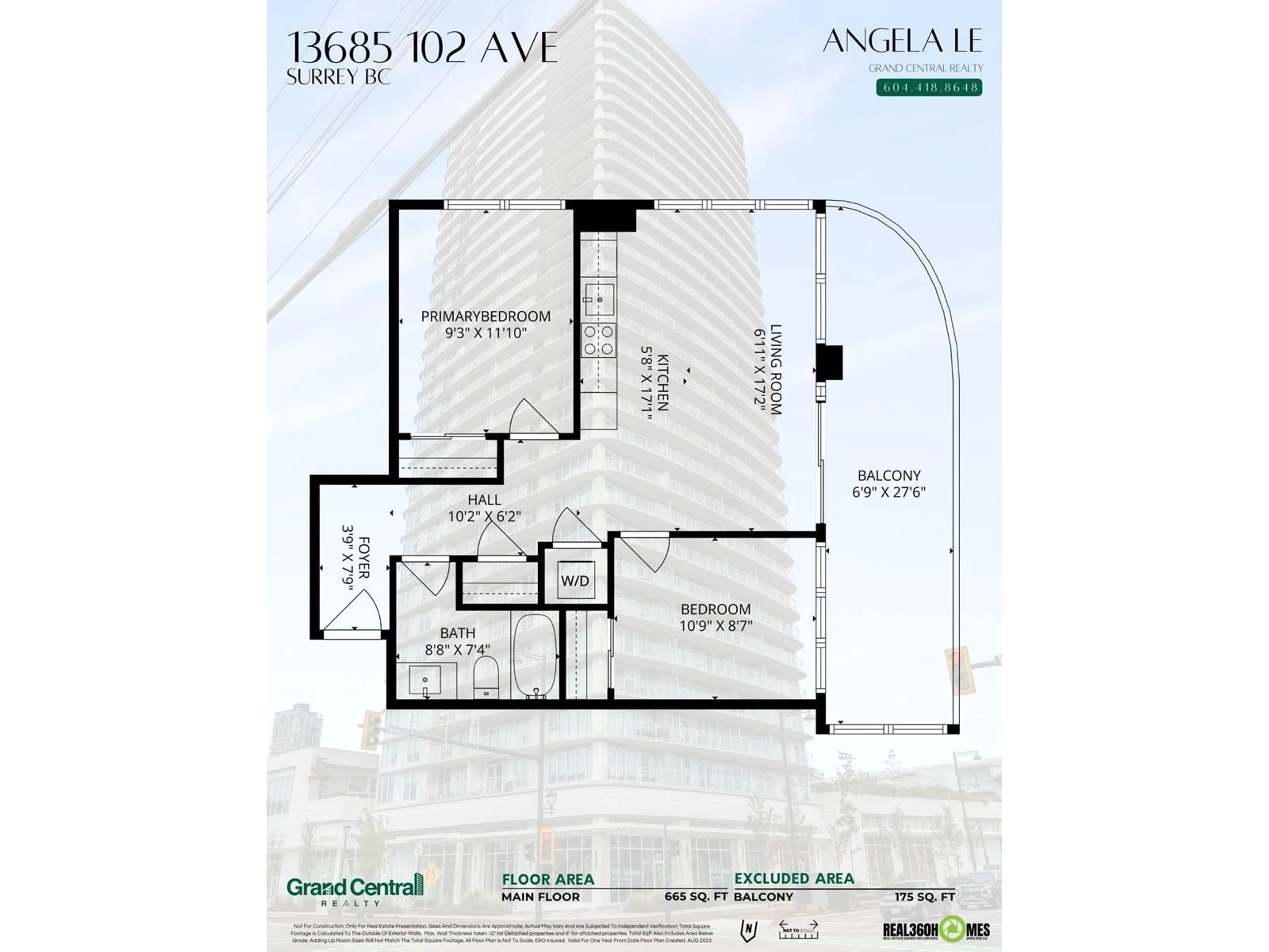 Floor plan for 3008 13685 102 AVENUE, Surrey British Columbia V3T1N7