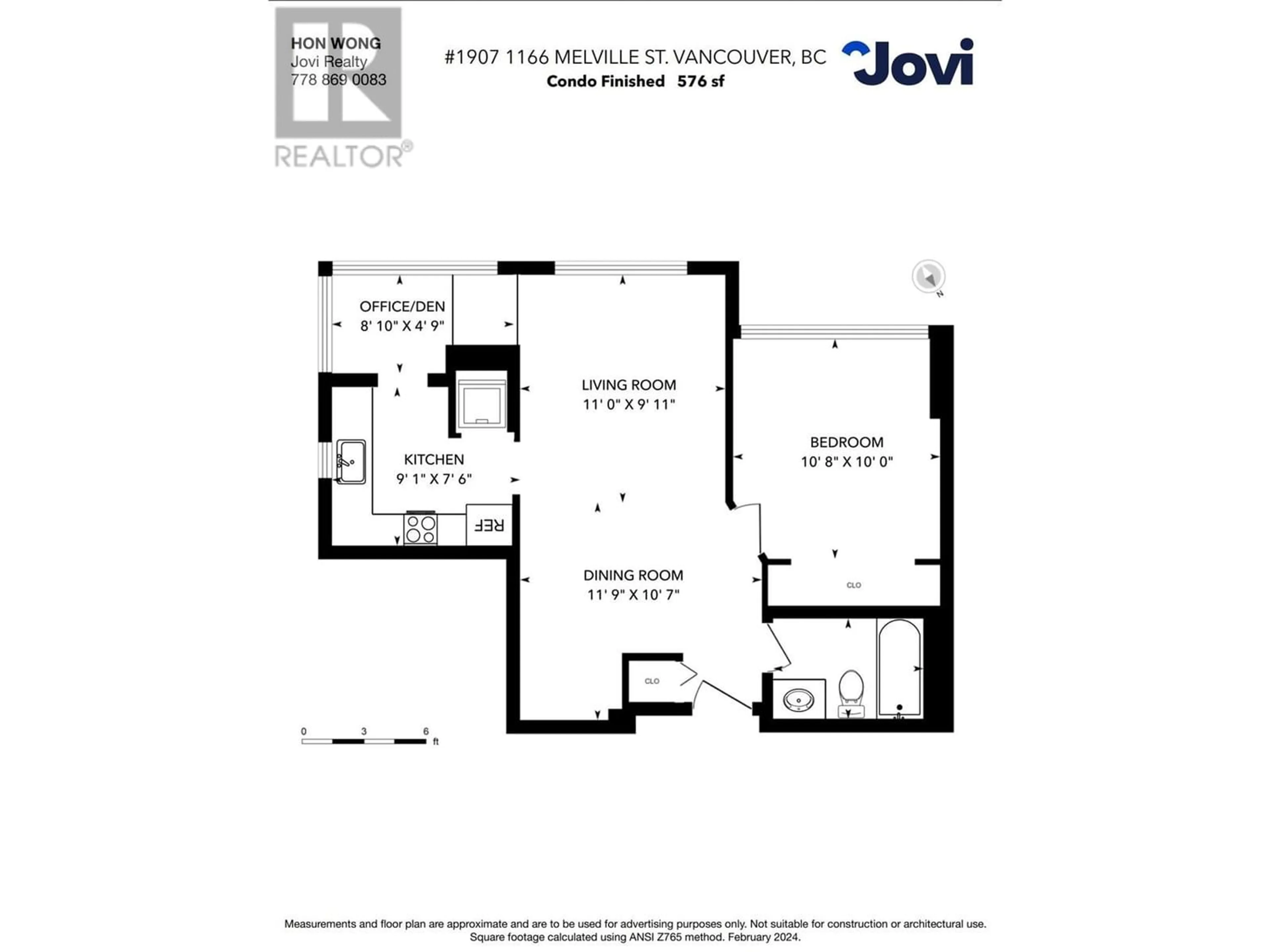 Floor plan for 1907 1166 MELVILLE STREET, Vancouver British Columbia V6E4P5