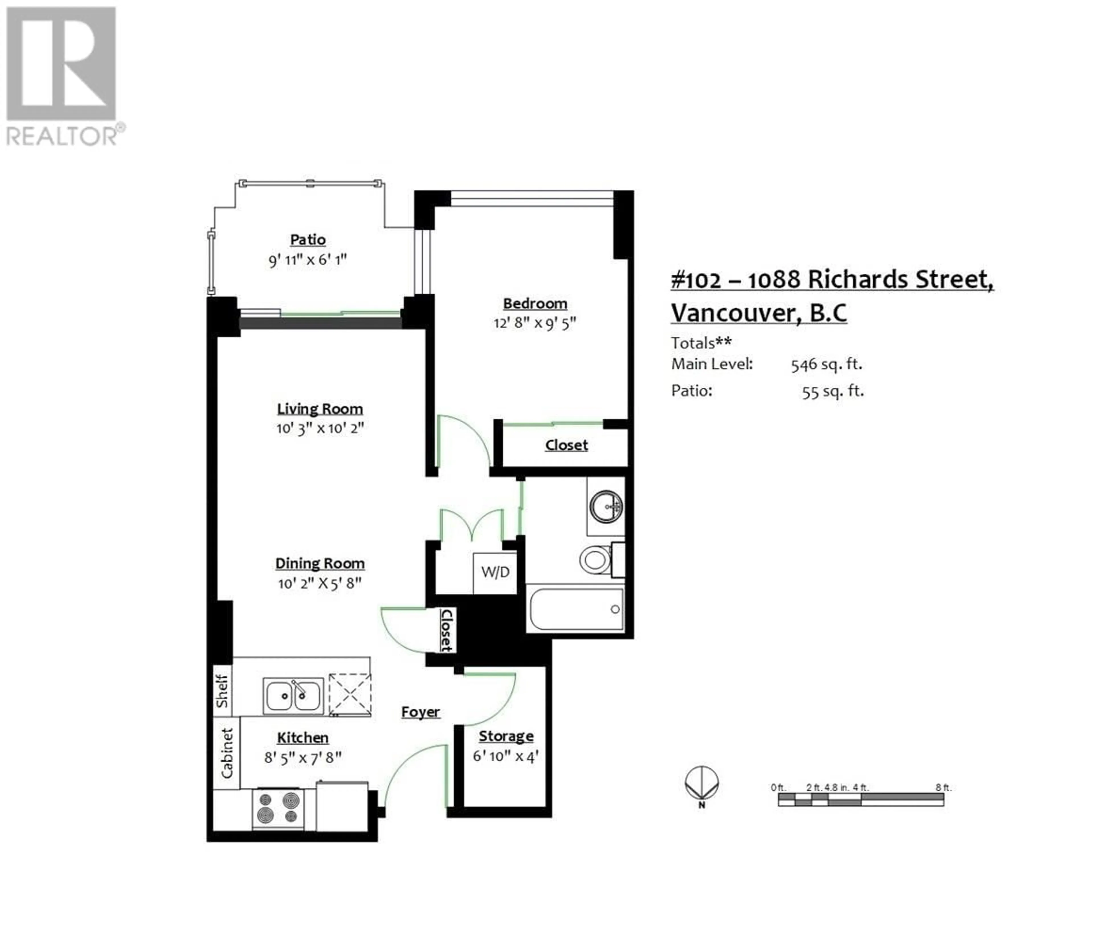 Floor plan for 102 1088 RICHARDS STREET, Vancouver British Columbia V6B0J8