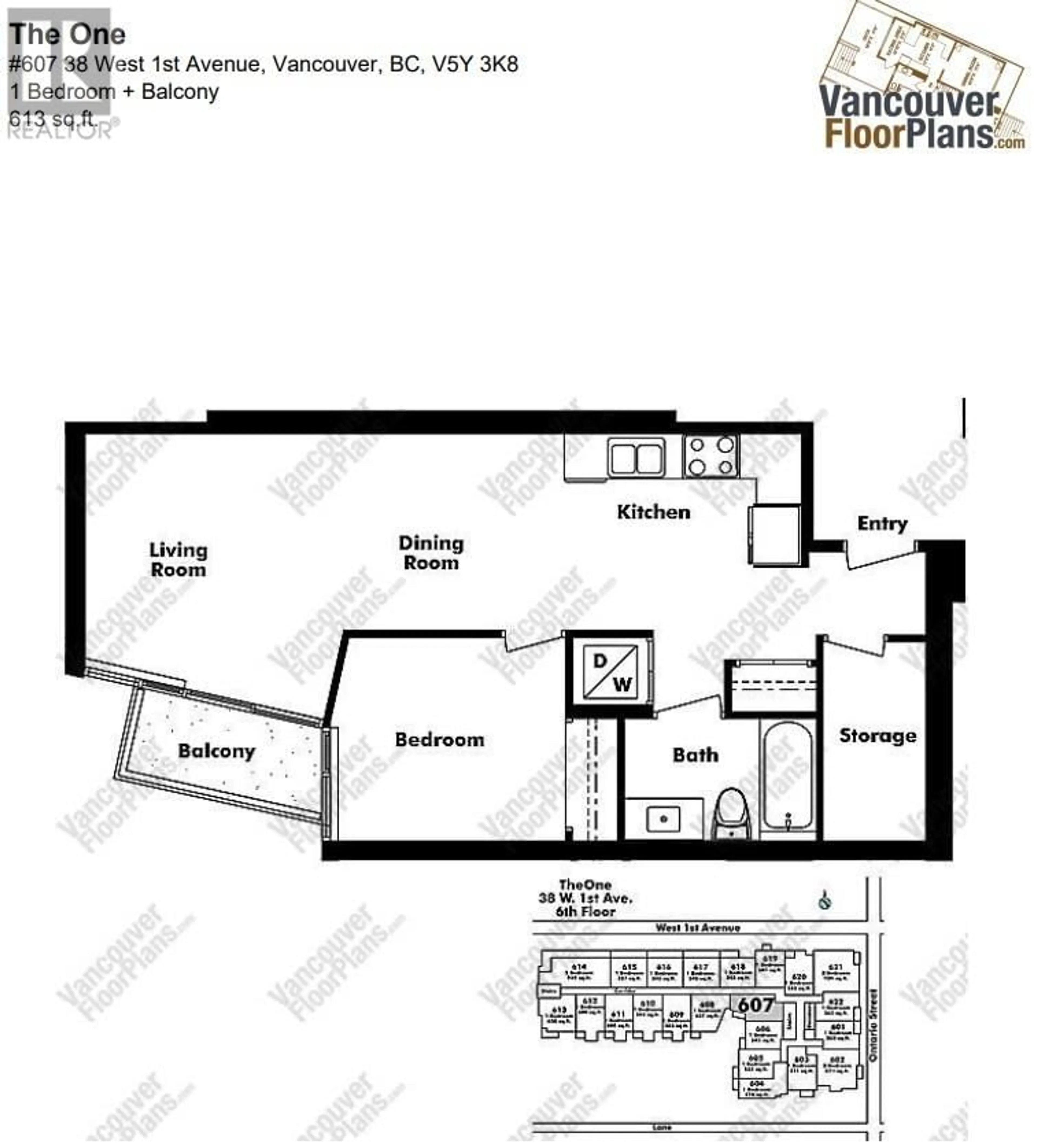 Floor plan for 607 38 W 1ST AVENUE, Vancouver British Columbia V5Y3K8