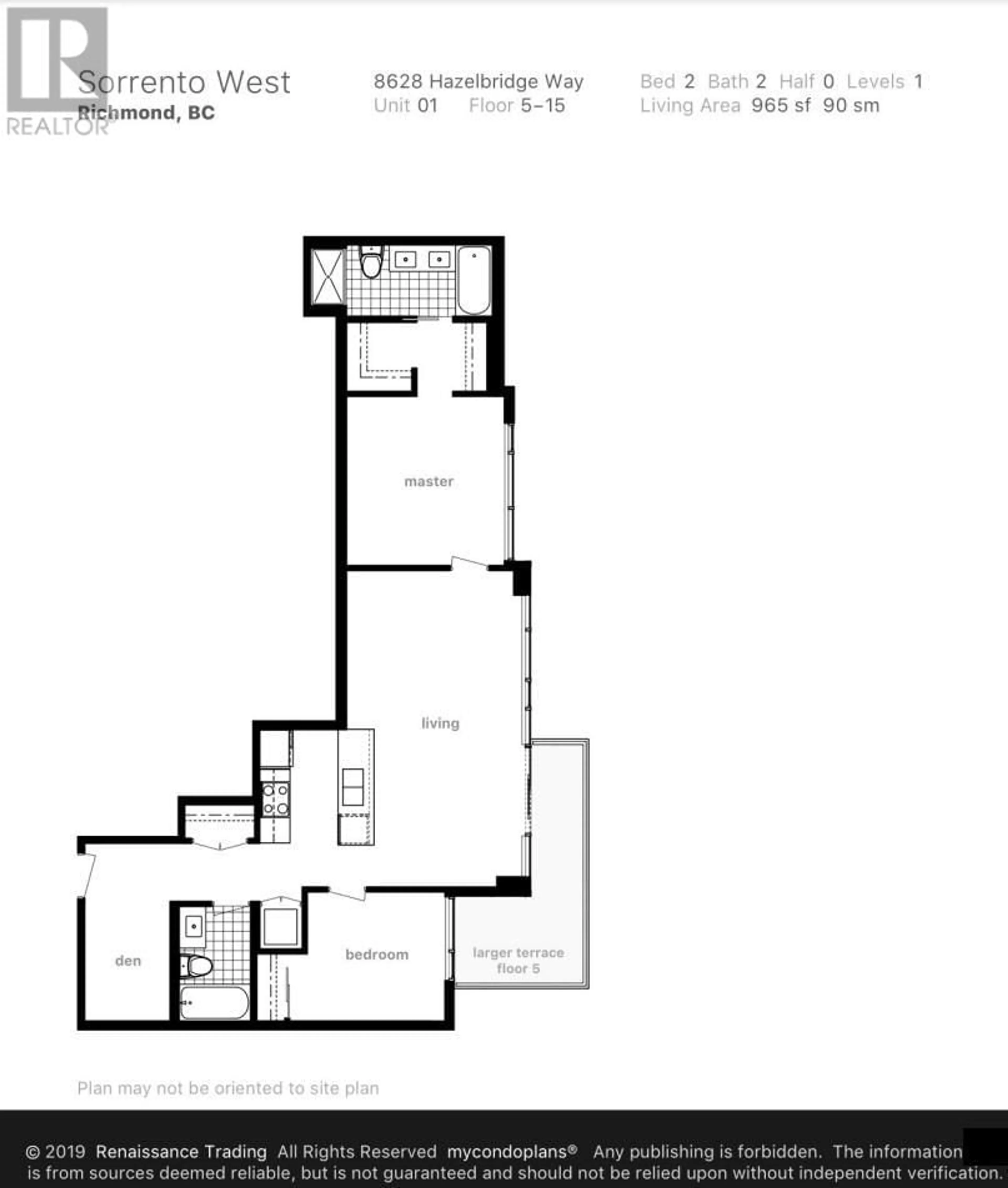 Floor plan for 801 8628 HAZELBRIDGE WAY, Richmond British Columbia V6X0R5