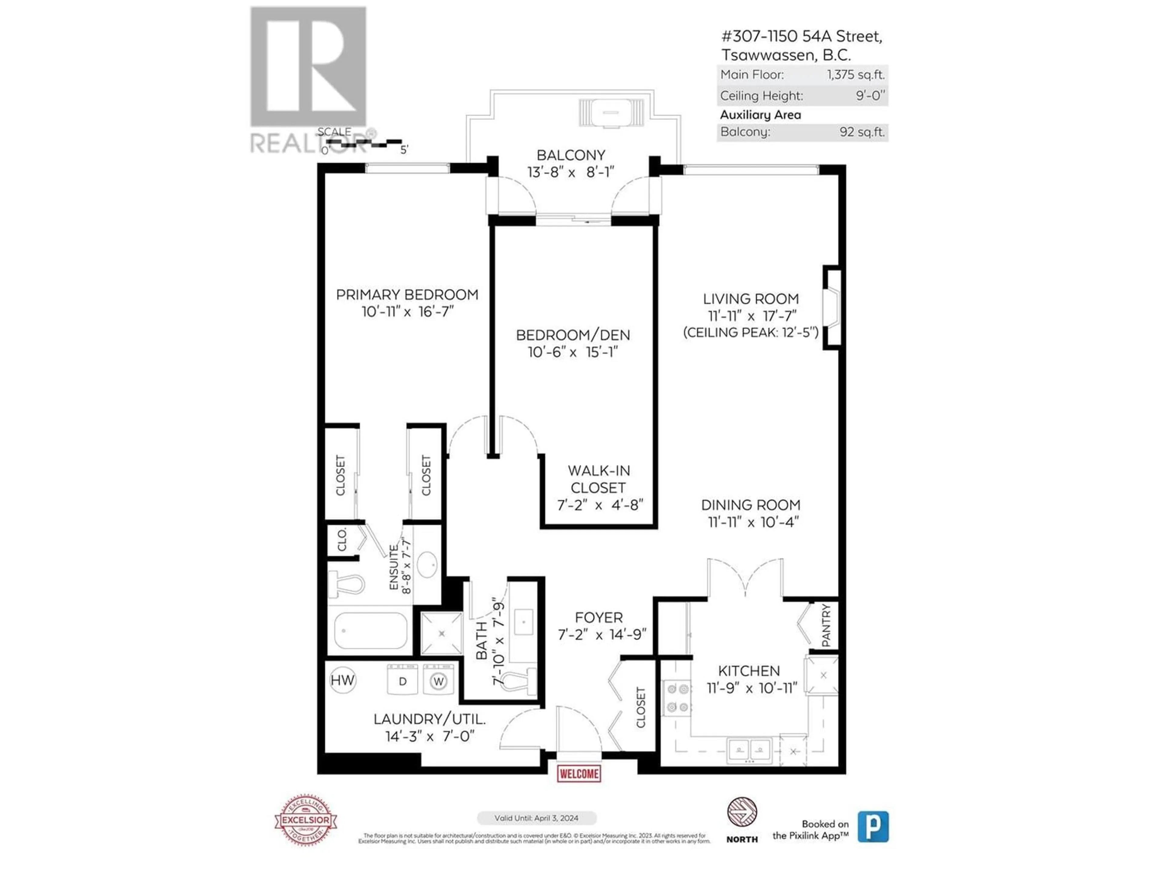 Floor plan for 307 1150 54A STREET, Delta British Columbia V4M4B5