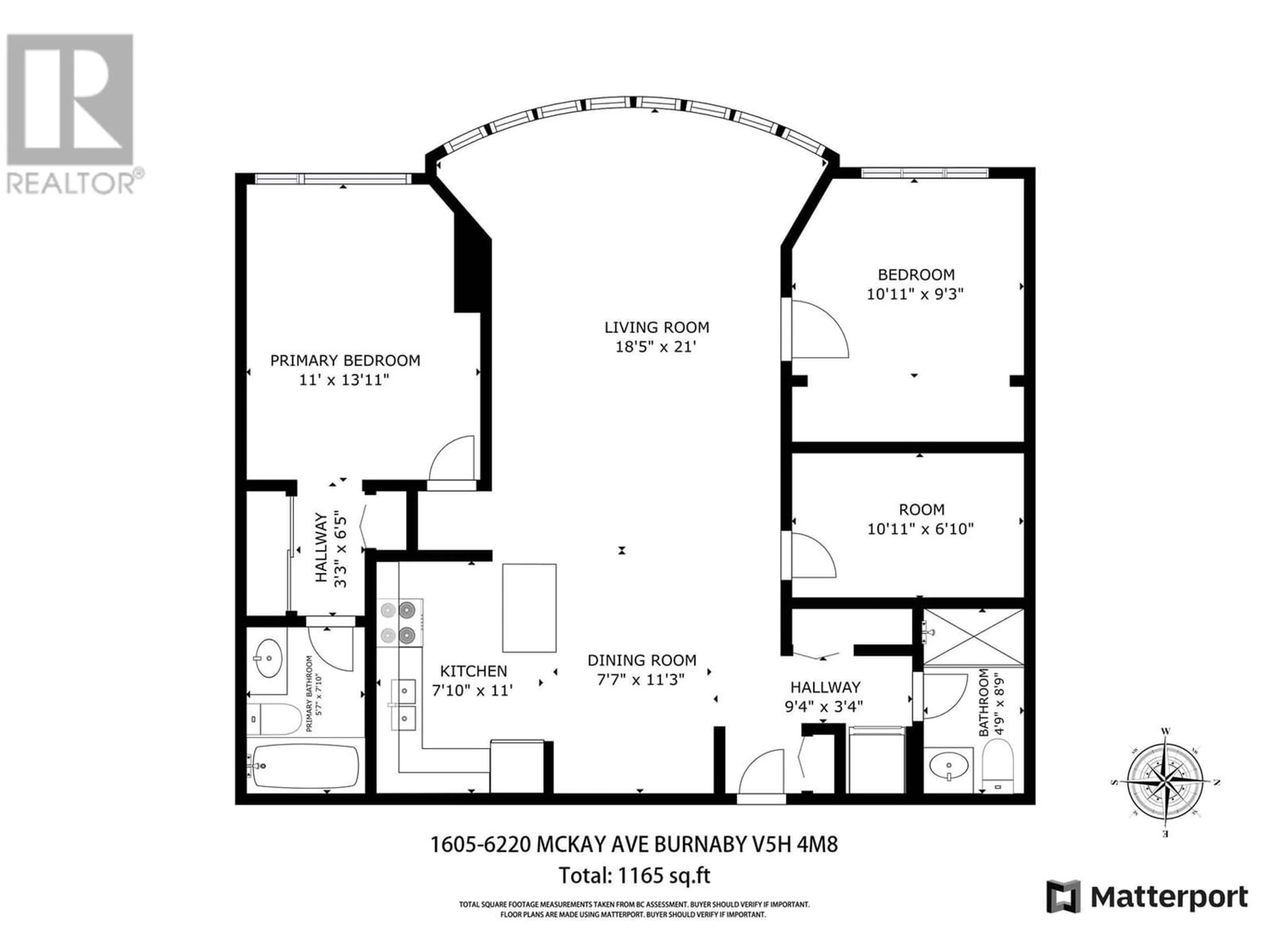 Floor plan for 1605 6220 MCKAY AVENUE, Burnaby British Columbia V5H4M8