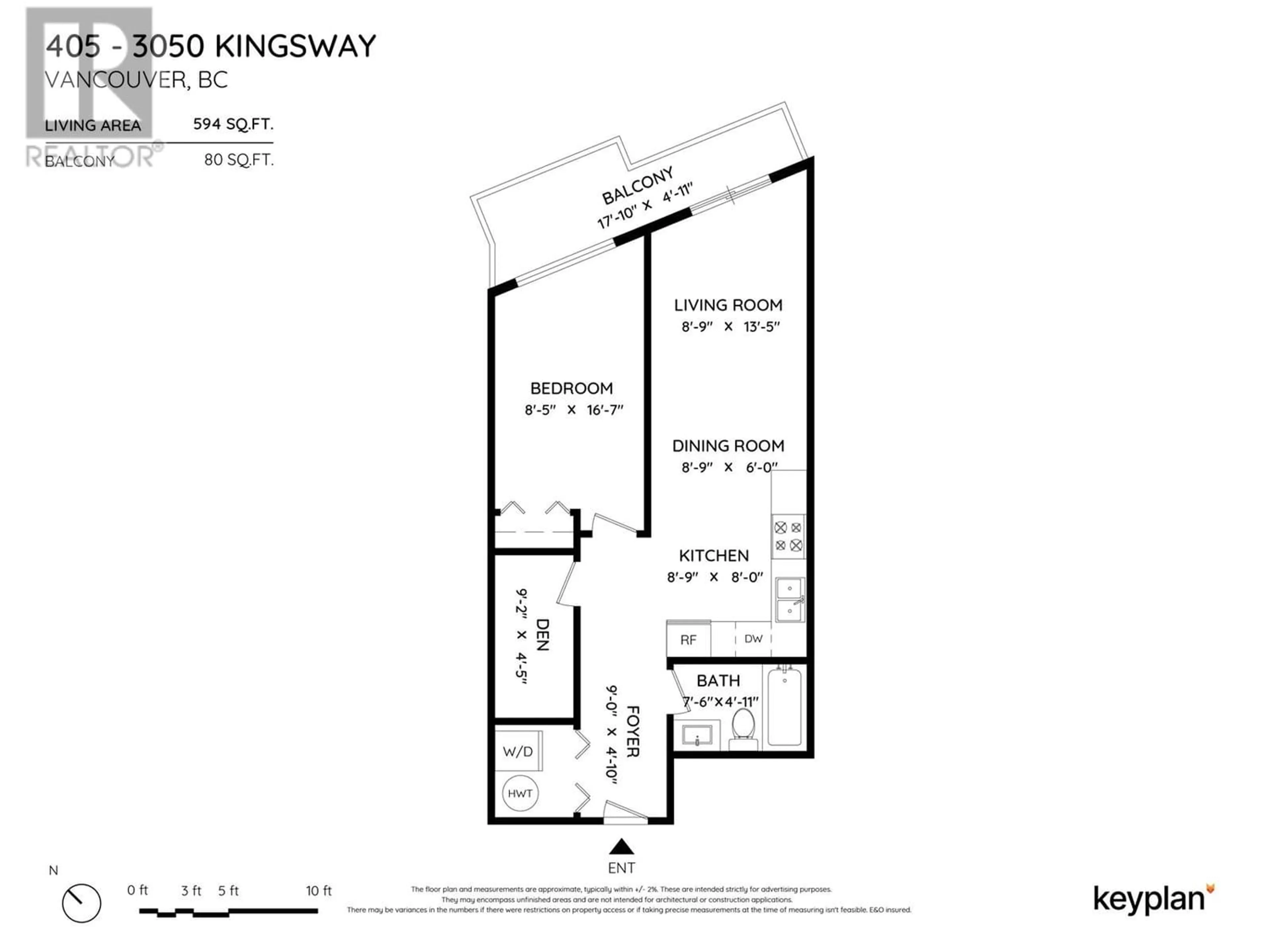 Floor plan for 405 3050 KINGSWAY, Vancouver British Columbia V5R5J7