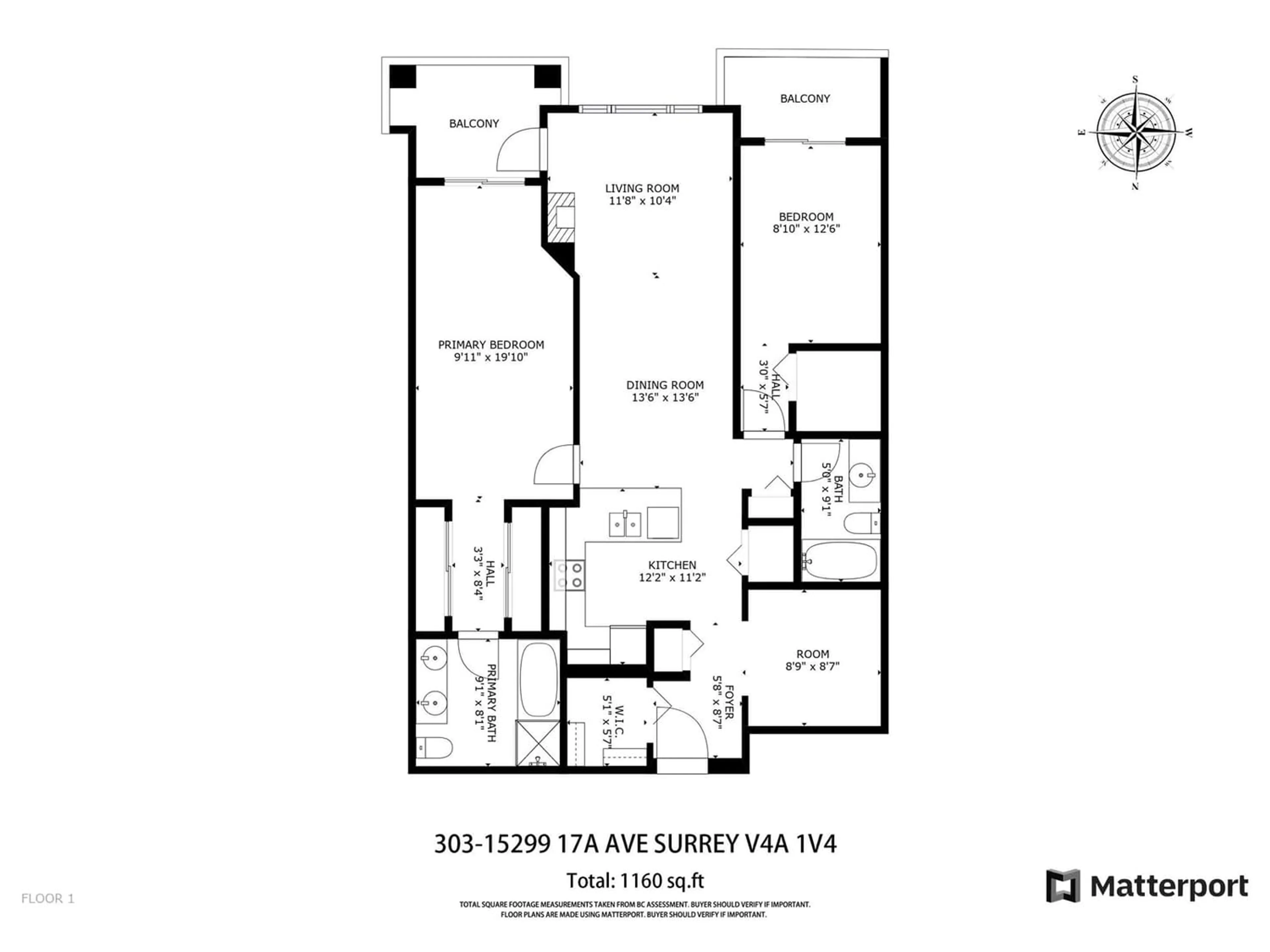 Floor plan for 303 15299 17A AVENUE, Surrey British Columbia V4A1V4