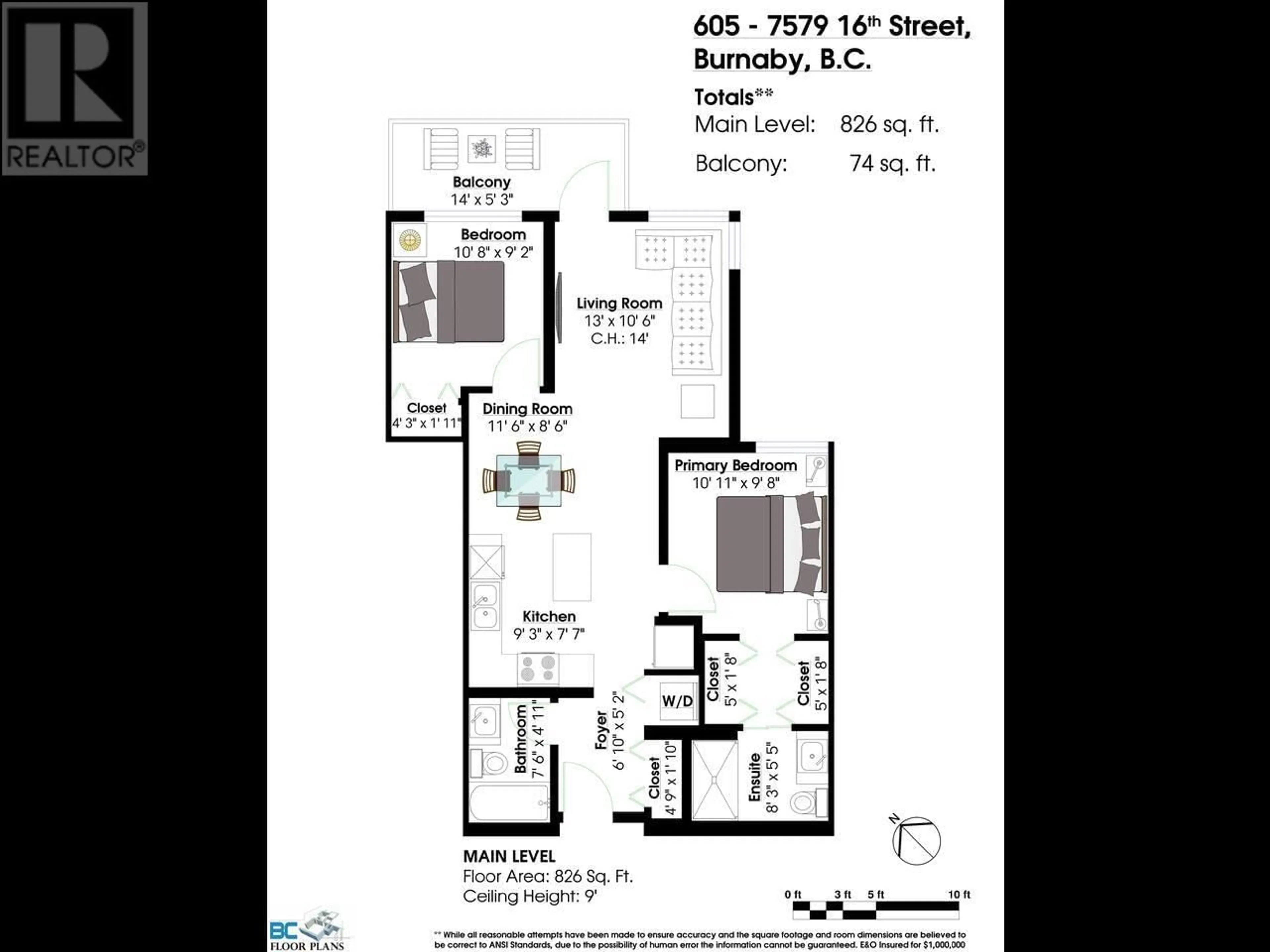 Floor plan for 605 7579 16TH STREET, Burnaby British Columbia V3N0H7