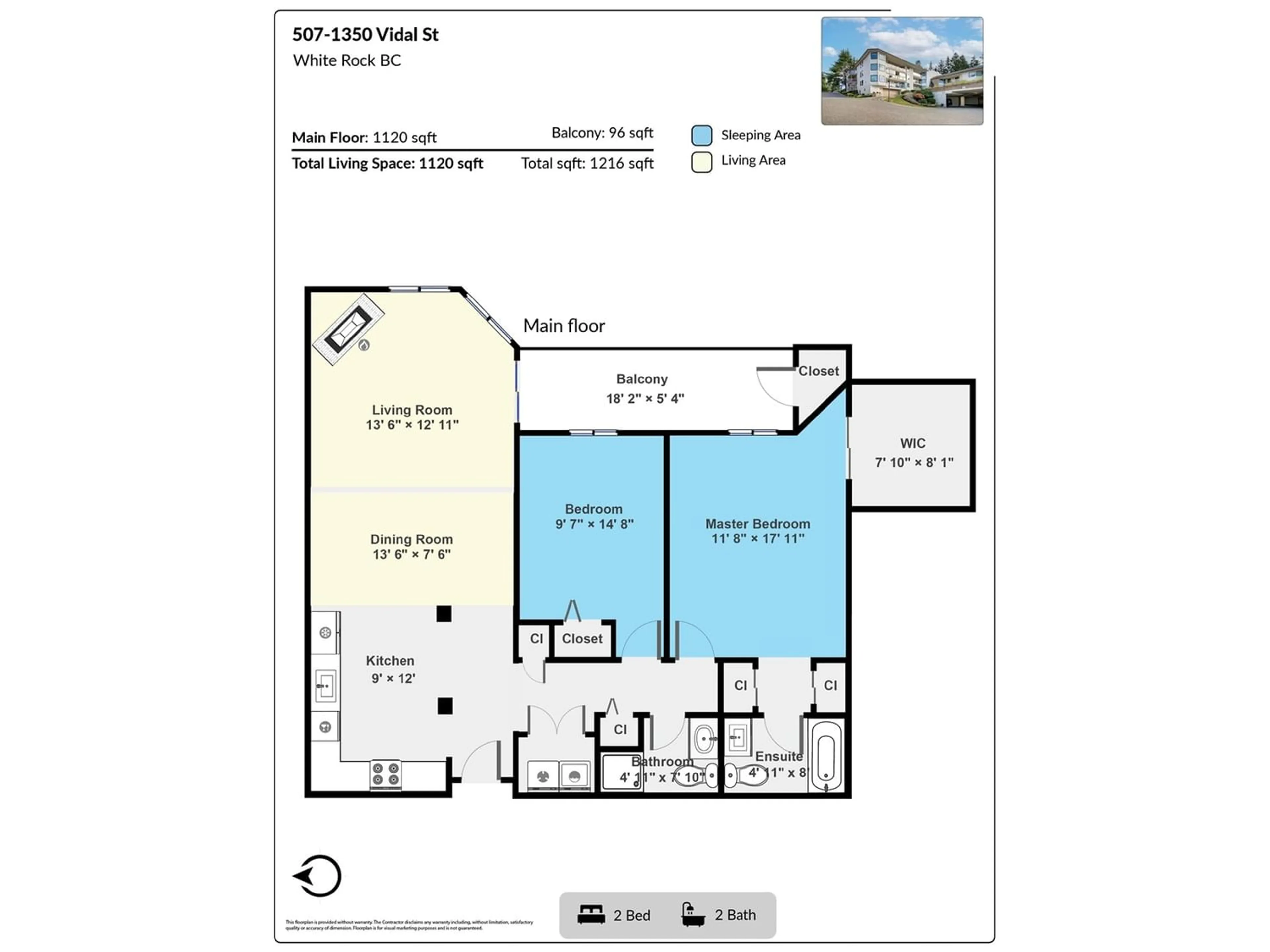 Floor plan for 507 1350 VIDAL STREET, White Rock British Columbia V4B5G6