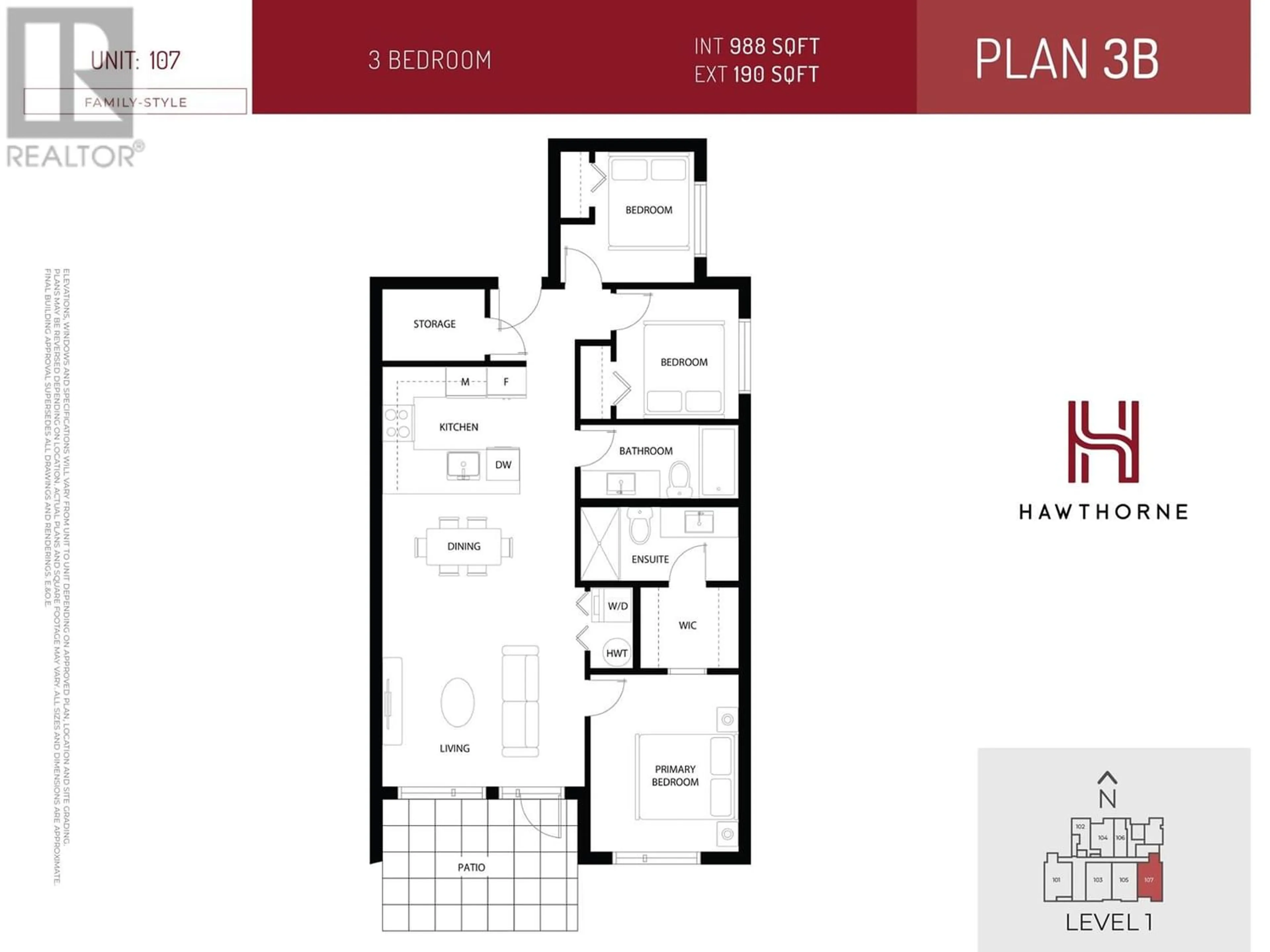 Floor plan for 107 2275 HAWTHORNE AVENUE, Port Coquitlam British Columbia N0N0N0