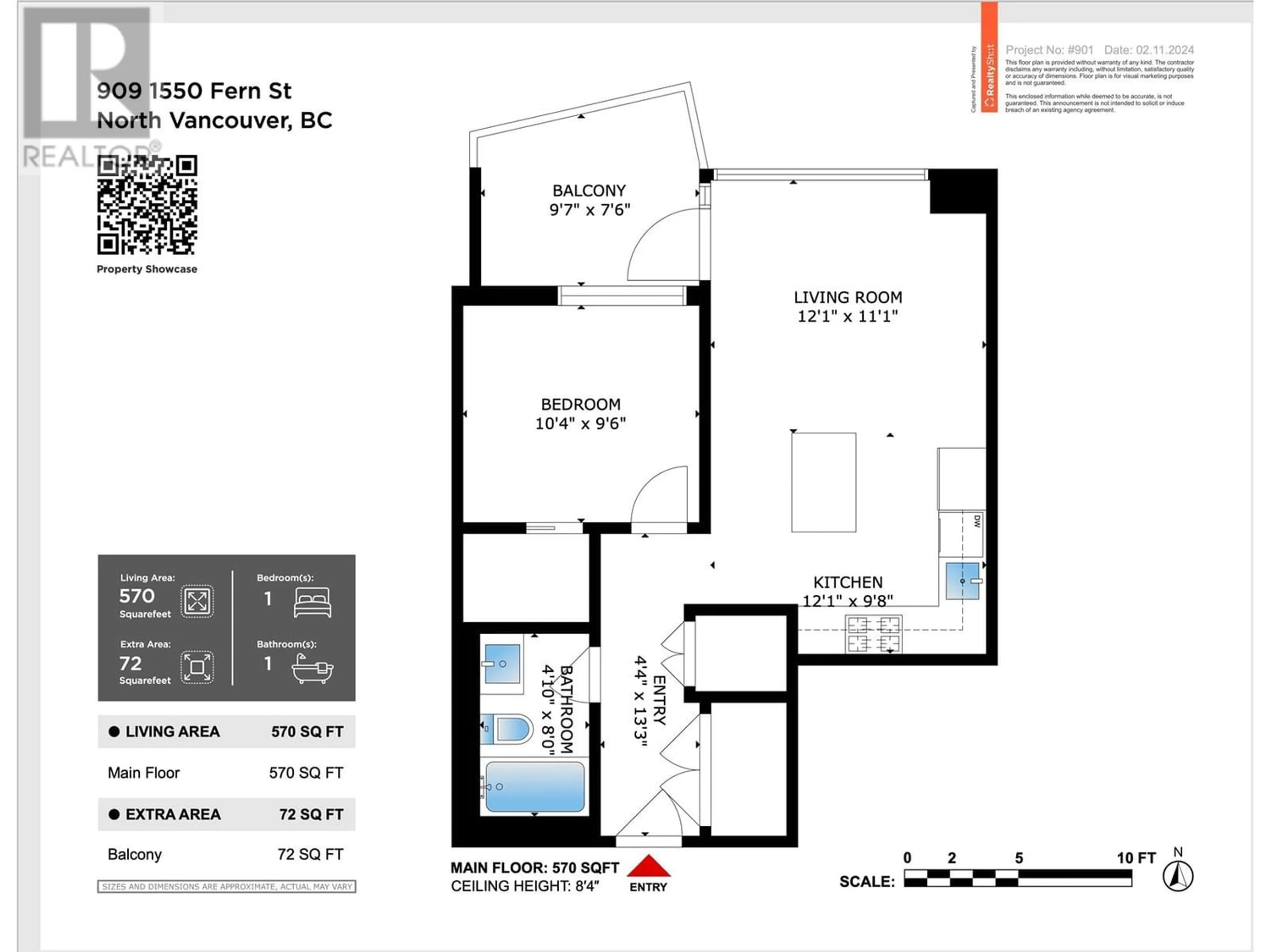 Floor plan for 909 1550 FERN STREET, Vancouver British Columbia V7J0A9