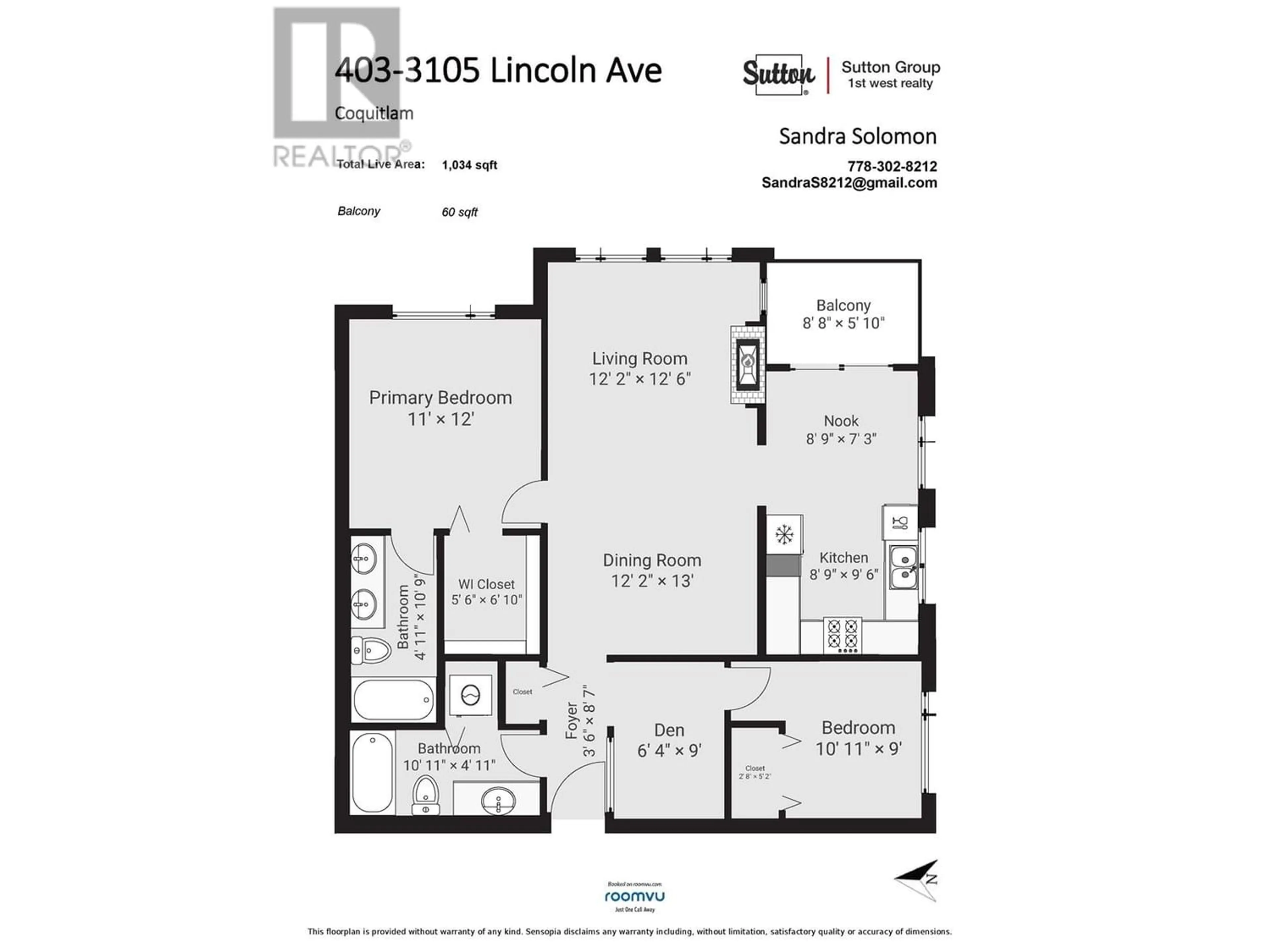Floor plan for 403 3105 LINCOLN AVENUE, Coquitlam British Columbia V3B0E1