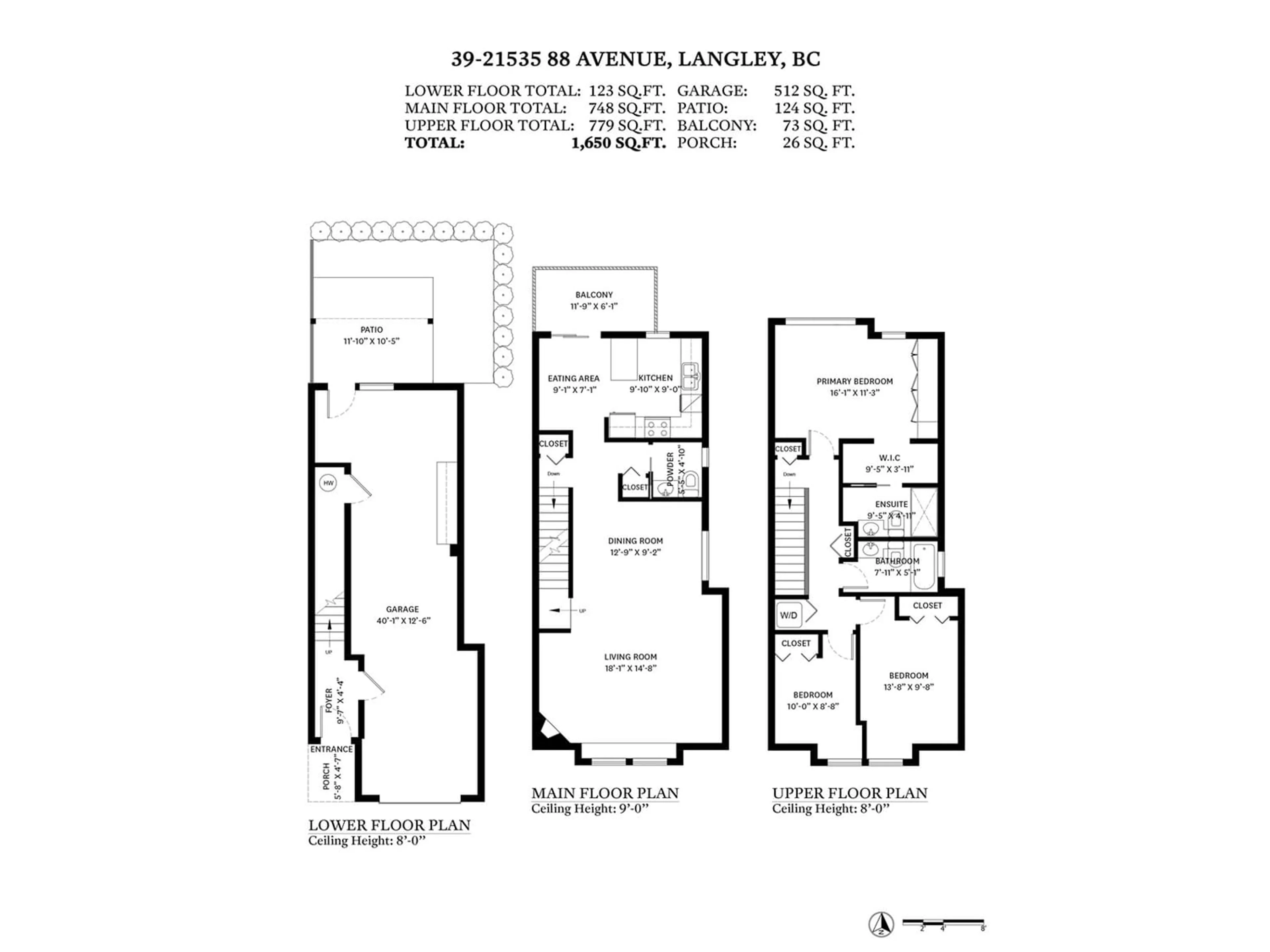 Floor plan for 39 21535 88 AVENUE, Langley British Columbia V1M4E5