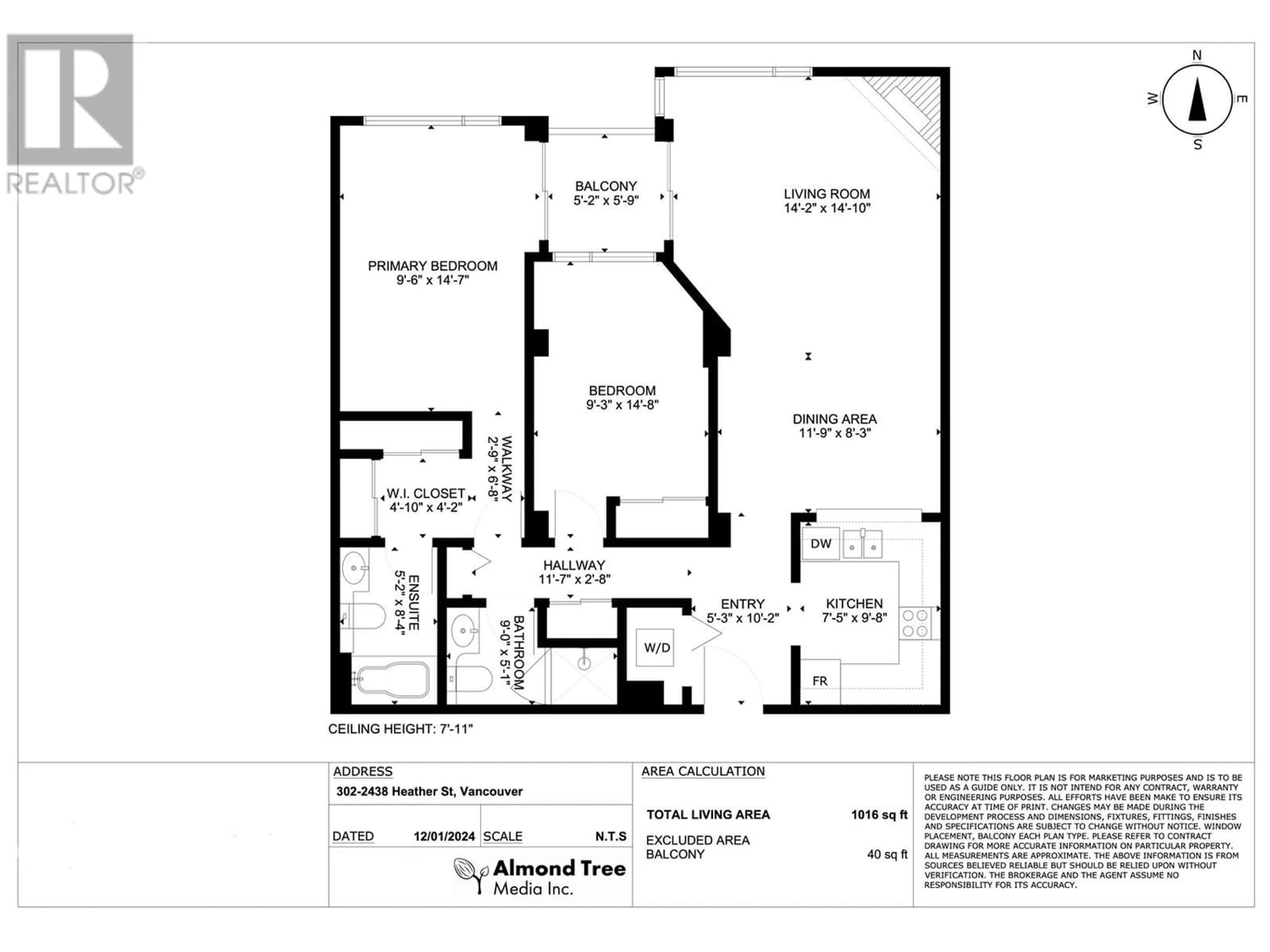 Floor plan for 302 2438 HEATHER STREET, Vancouver British Columbia V5Z3H9