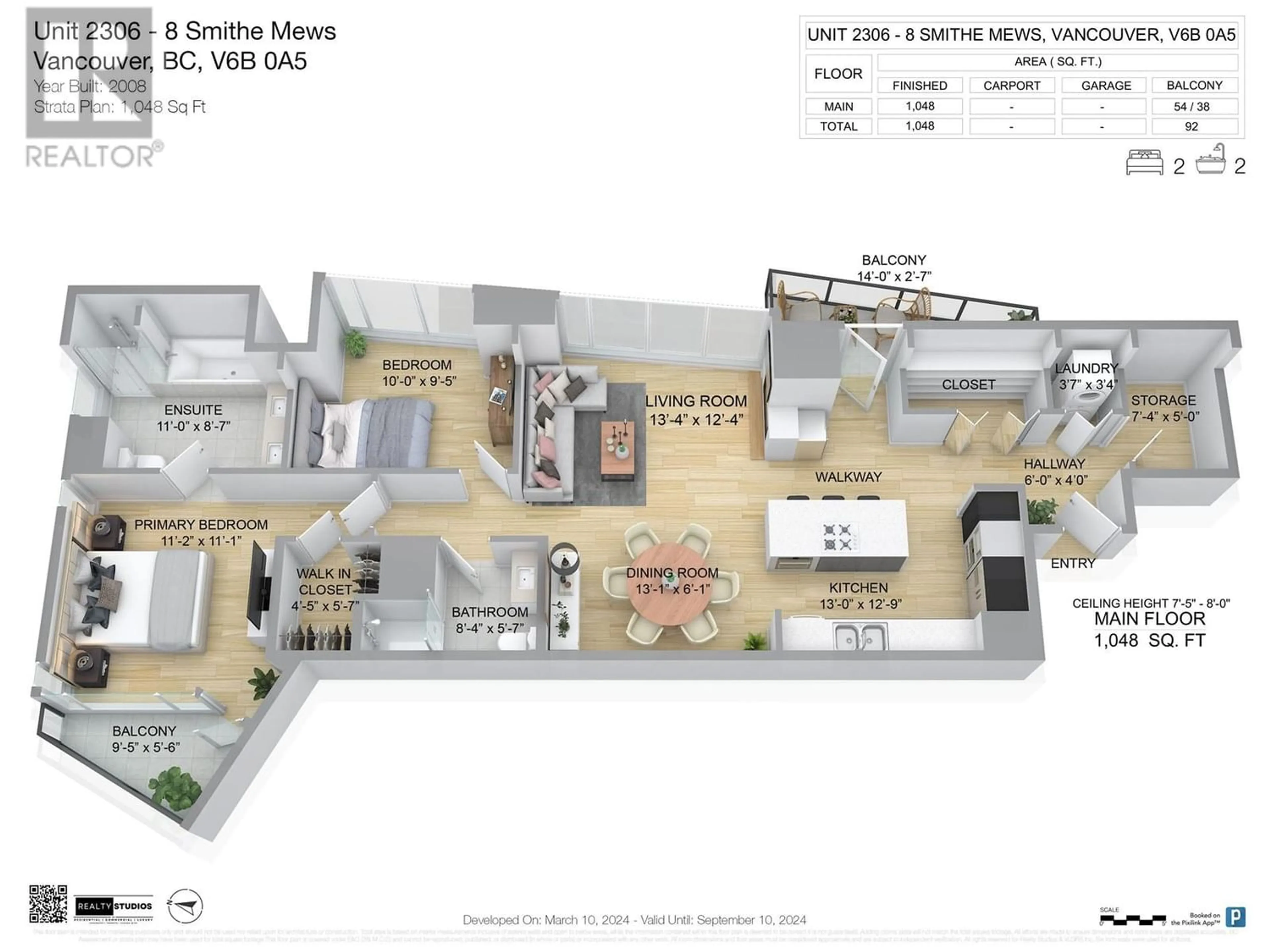 Floor plan for 2306 8 SMITHE MEWS, Vancouver British Columbia V6B0A5