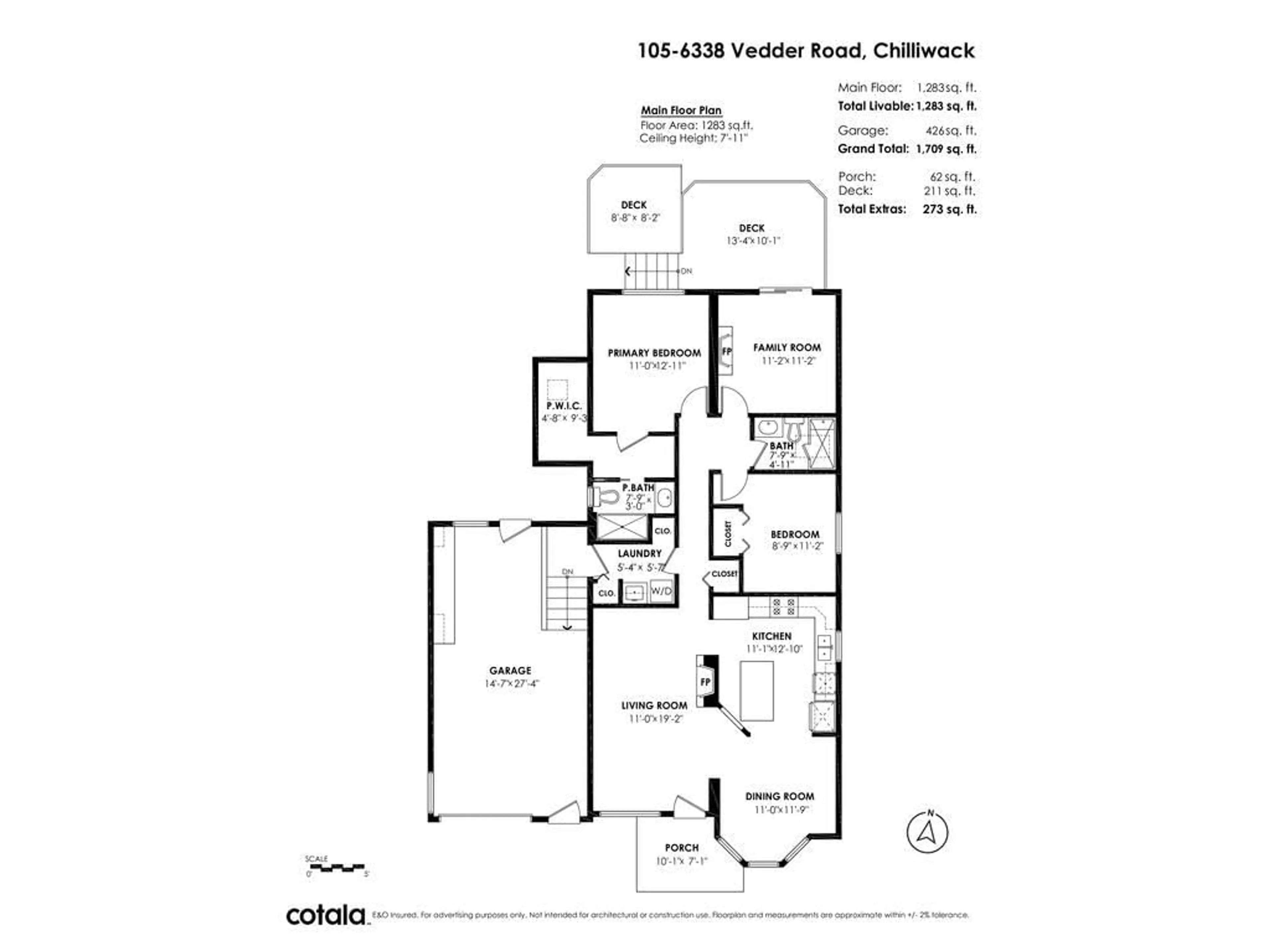 Floor plan for 105 6338 VEDDER ROAD, Chilliwack British Columbia V2R3R3