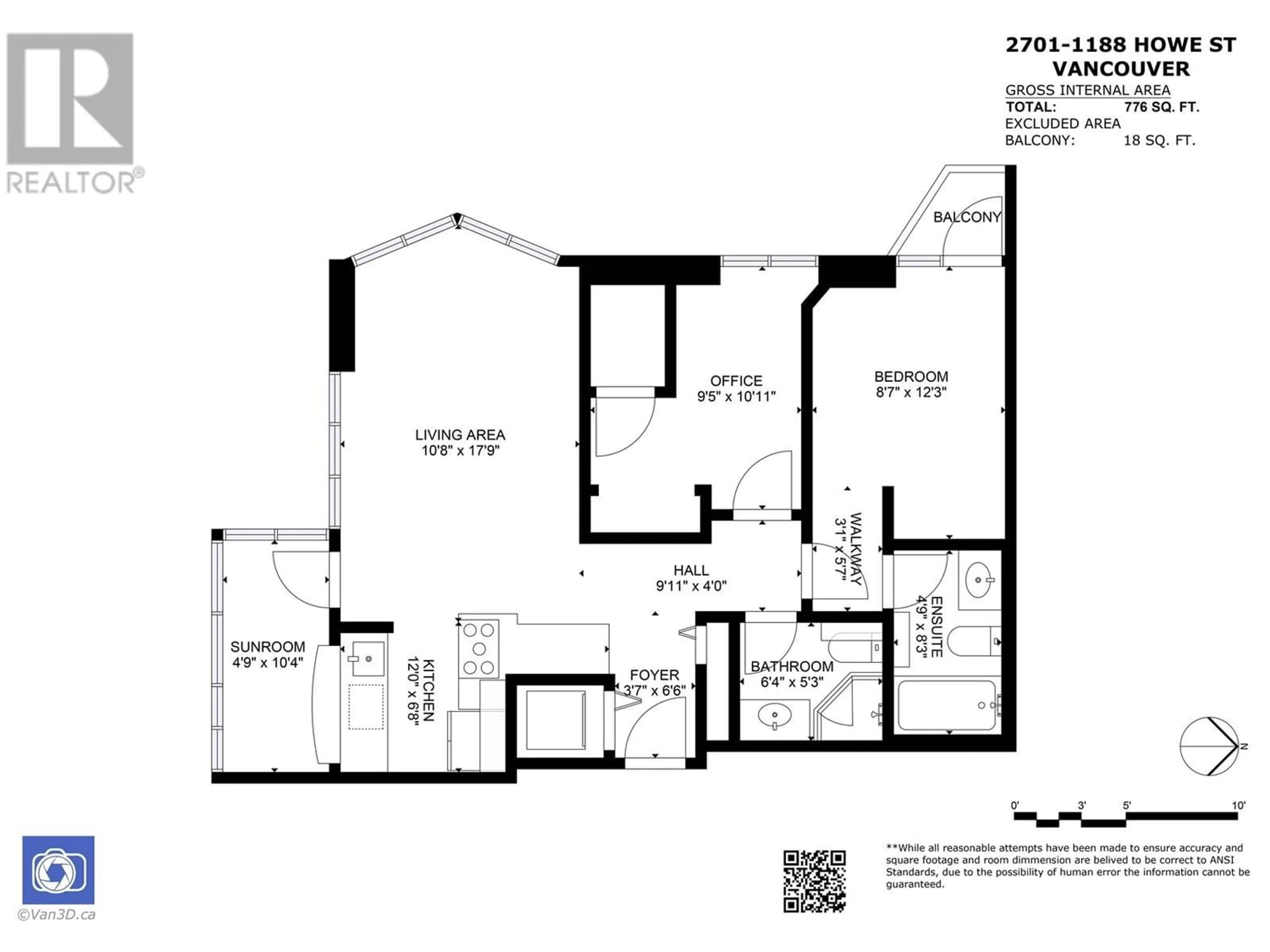 Floor plan for 2701 1188 HOWE STREET, Vancouver British Columbia V6Z2S8