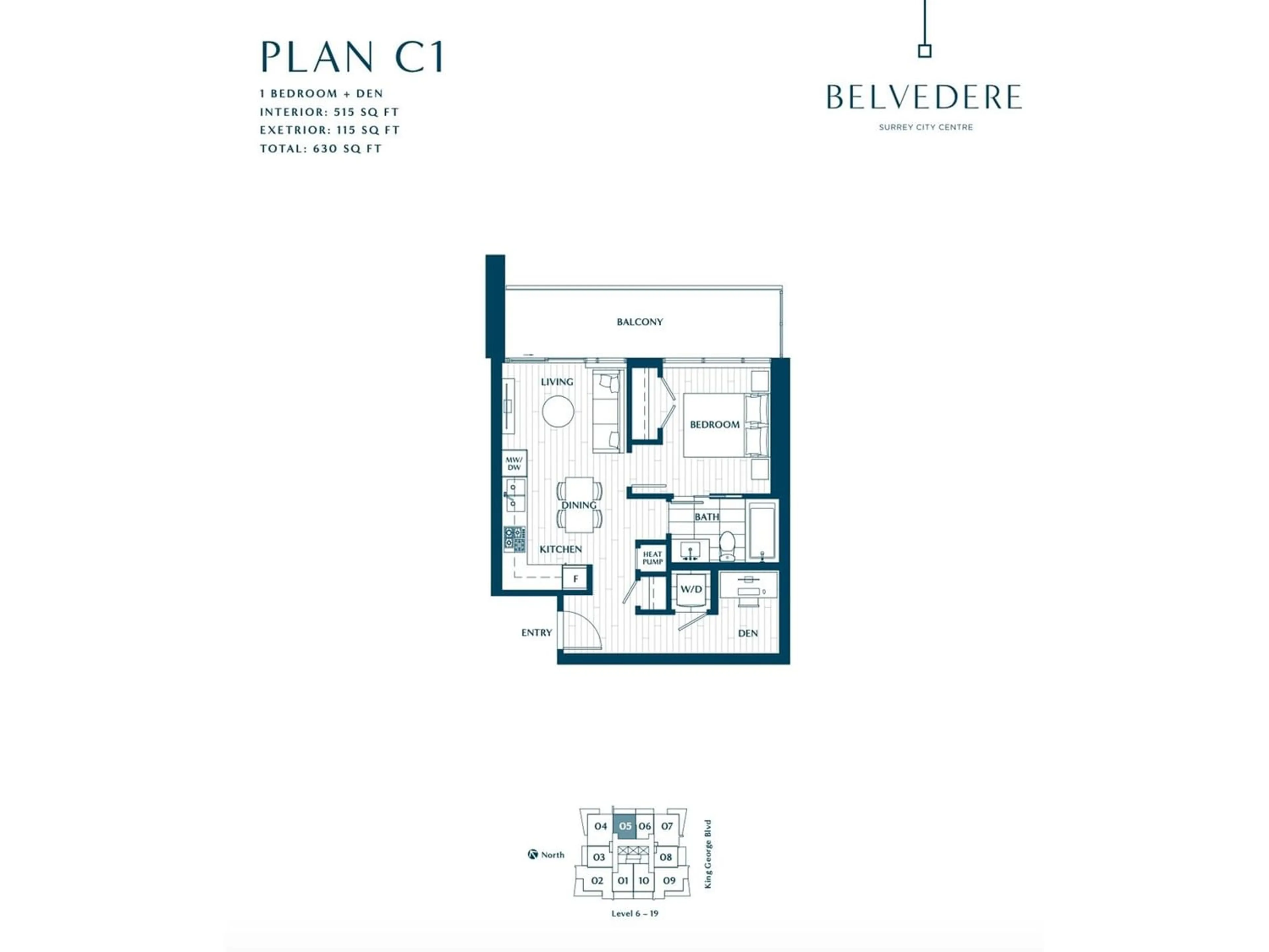 Floor plan for 1905 9675 KING GEORGE BOULEVARD, Surrey British Columbia V3T2V3