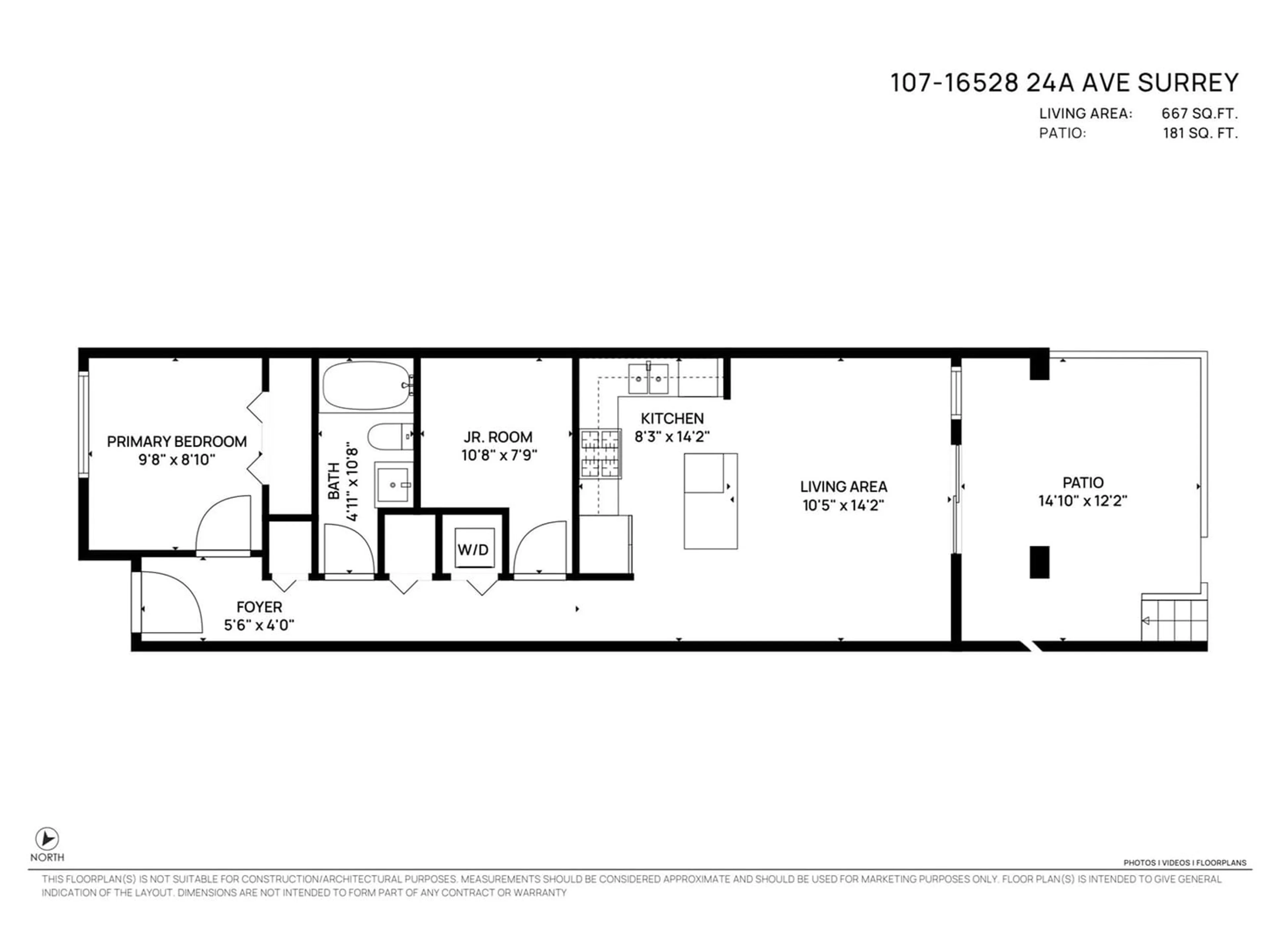 Floor plan for 107 16528 24A AVENUE, Surrey British Columbia V3S0B8