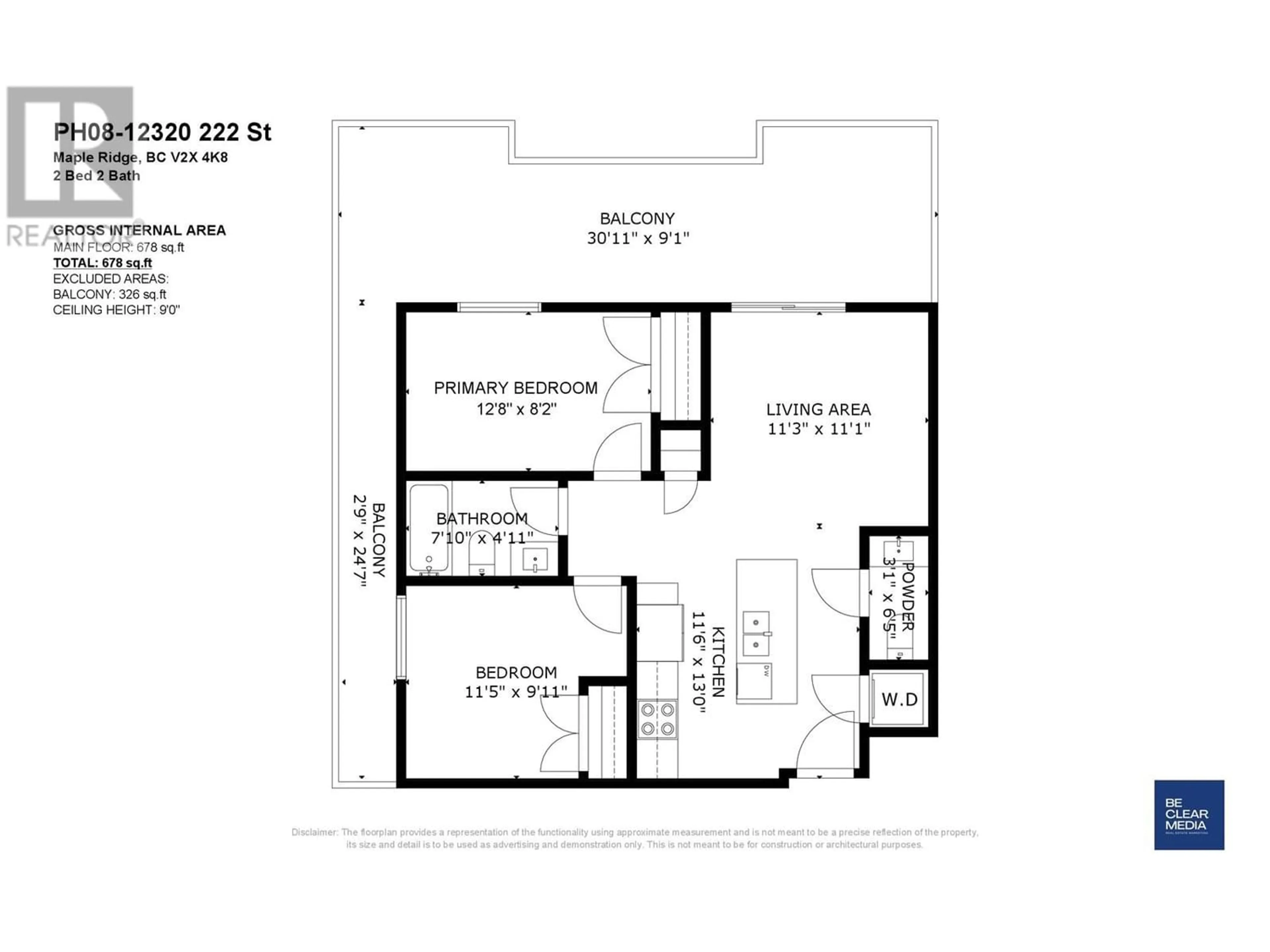 Floor plan for PH08 12320 222 STREET, Maple Ridge British Columbia V2X4K8