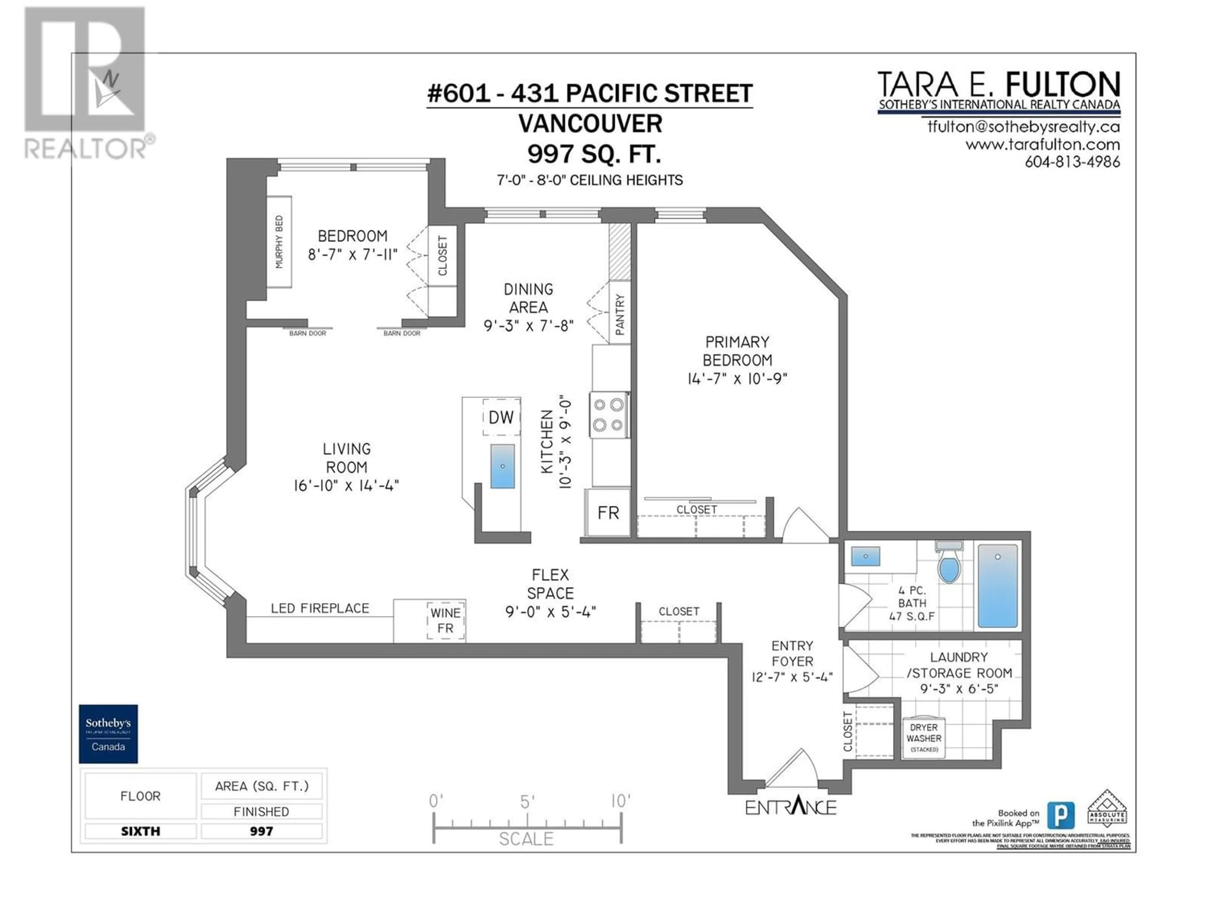 Floor plan for 601 431 PACIFIC STREET, Vancouver British Columbia V6Z2P6