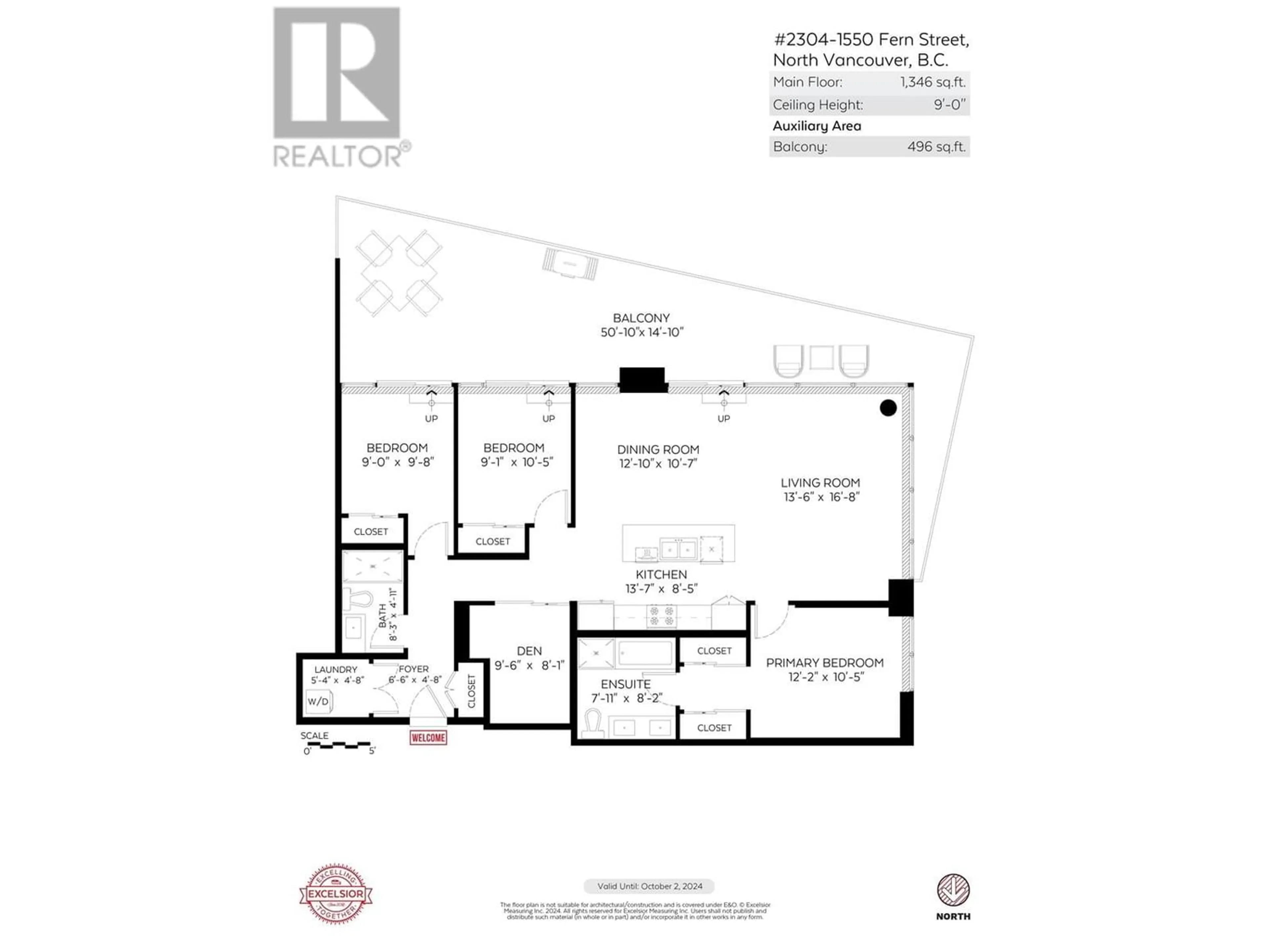 Floor plan for 2304 1550 FERN STREET, North Vancouver British Columbia V7J0A9