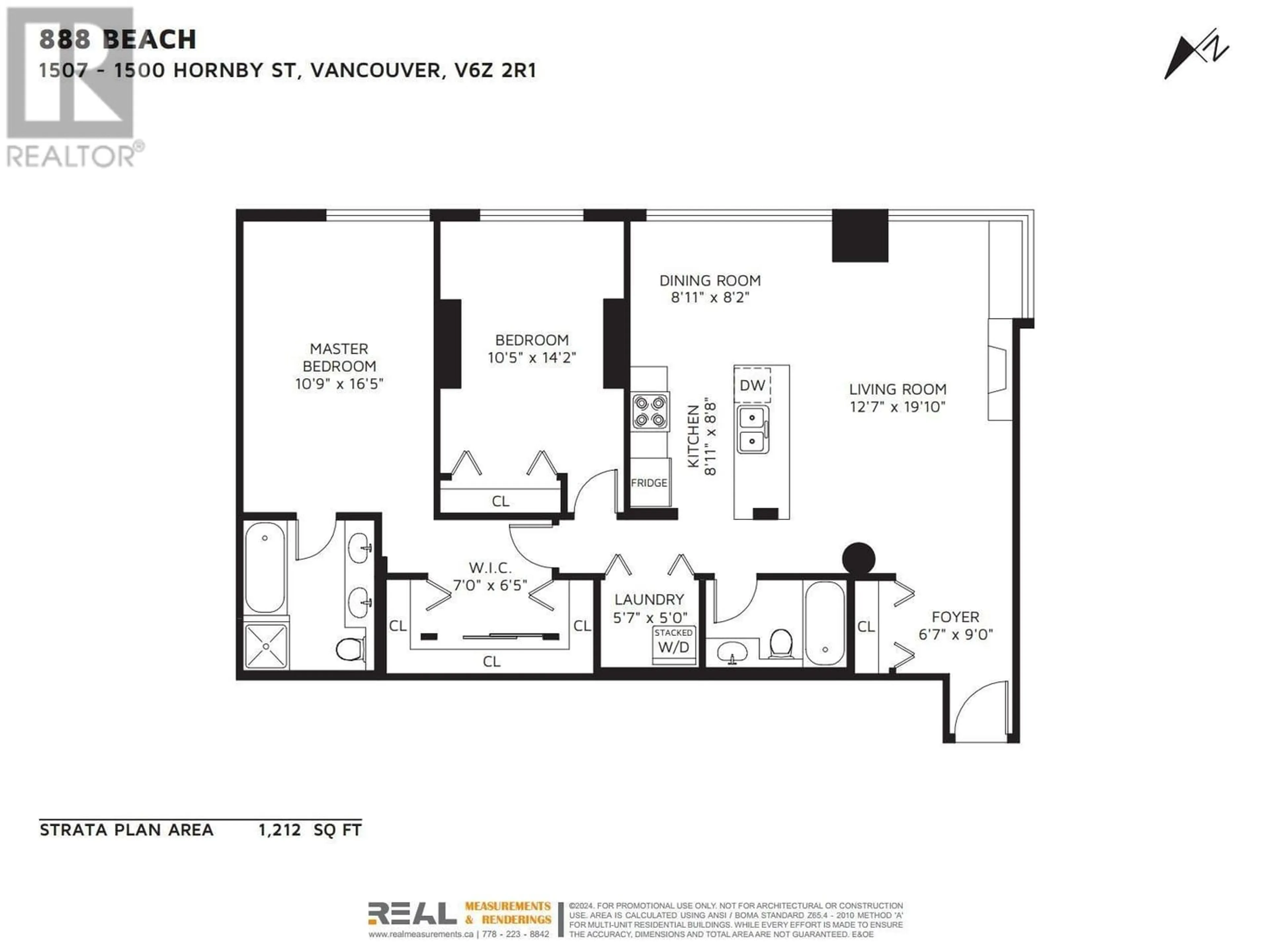 Floor plan for 1507 1500 HORNBY STREET, Vancouver British Columbia V6Z2R1