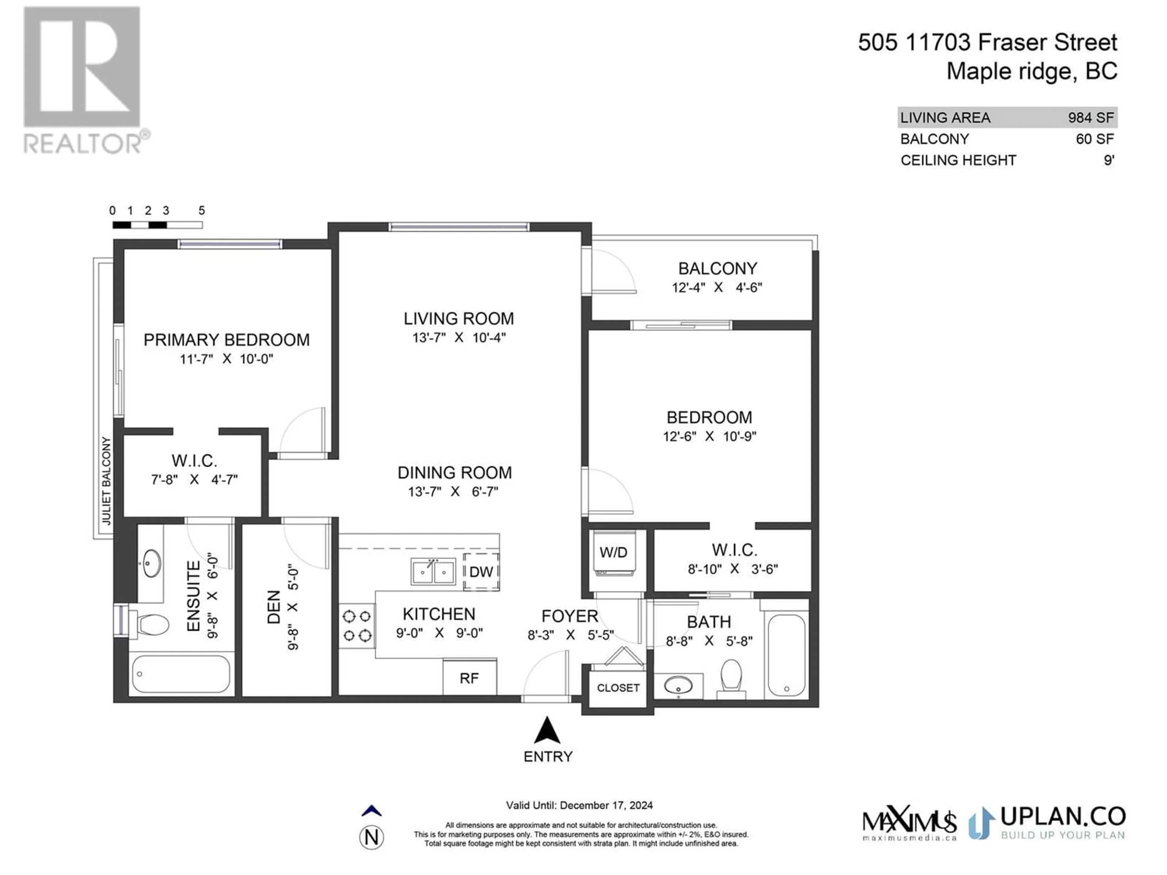 Floor plan for 505 11703 FRASER STREET, Maple Ridge British Columbia V2X9A7