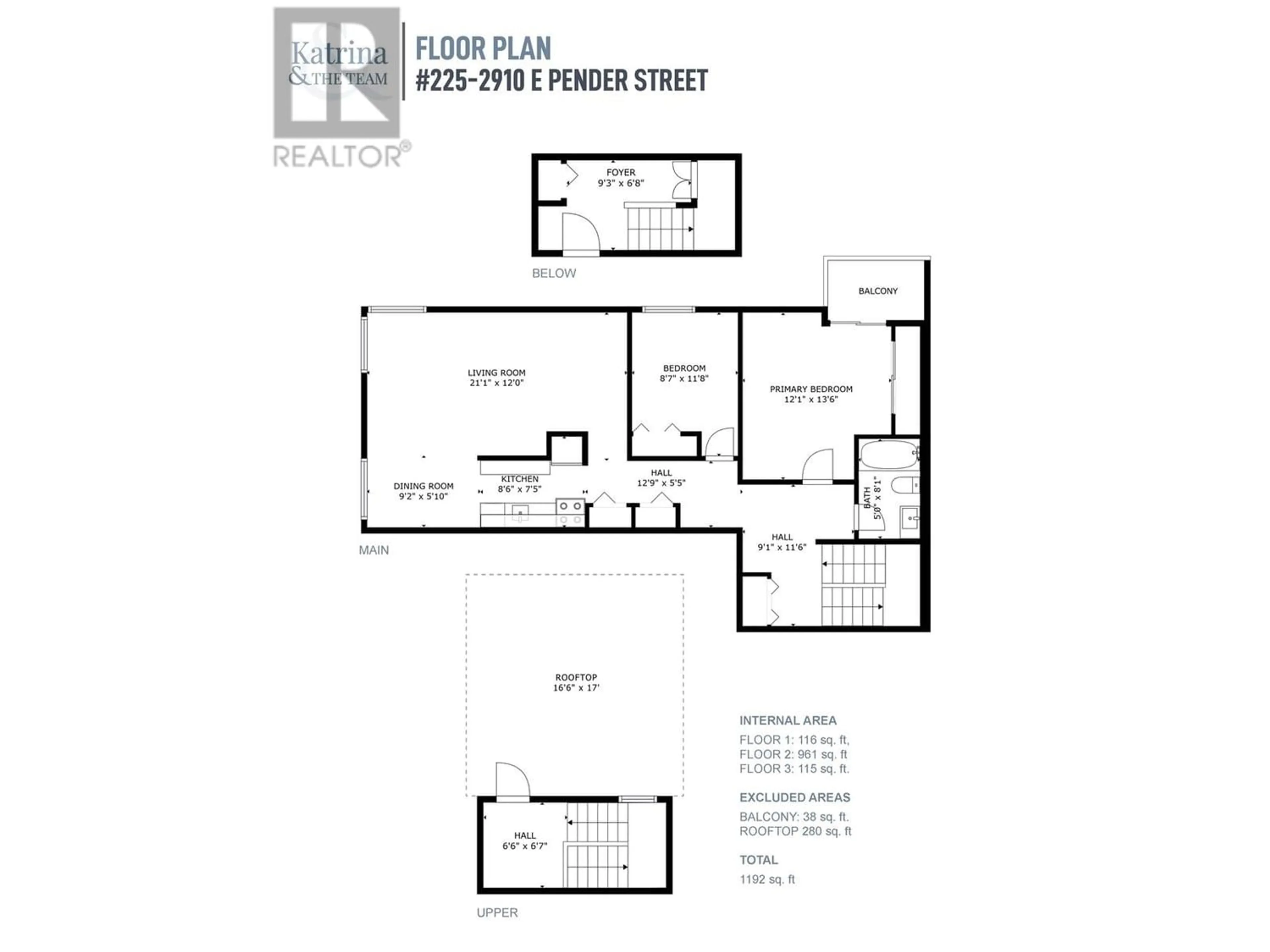 Floor plan for 225 2910 E PENDER STREET, Vancouver British Columbia V5K2C3